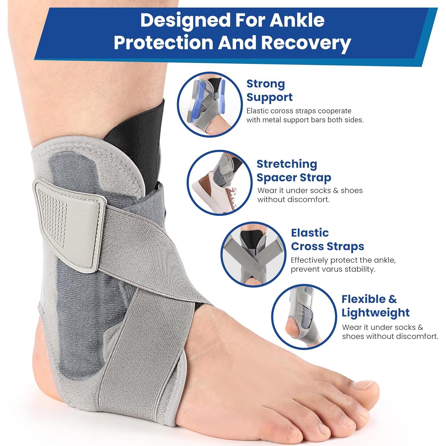 Férula de Soporte para Tobillo Awkstar Ajustable Gris