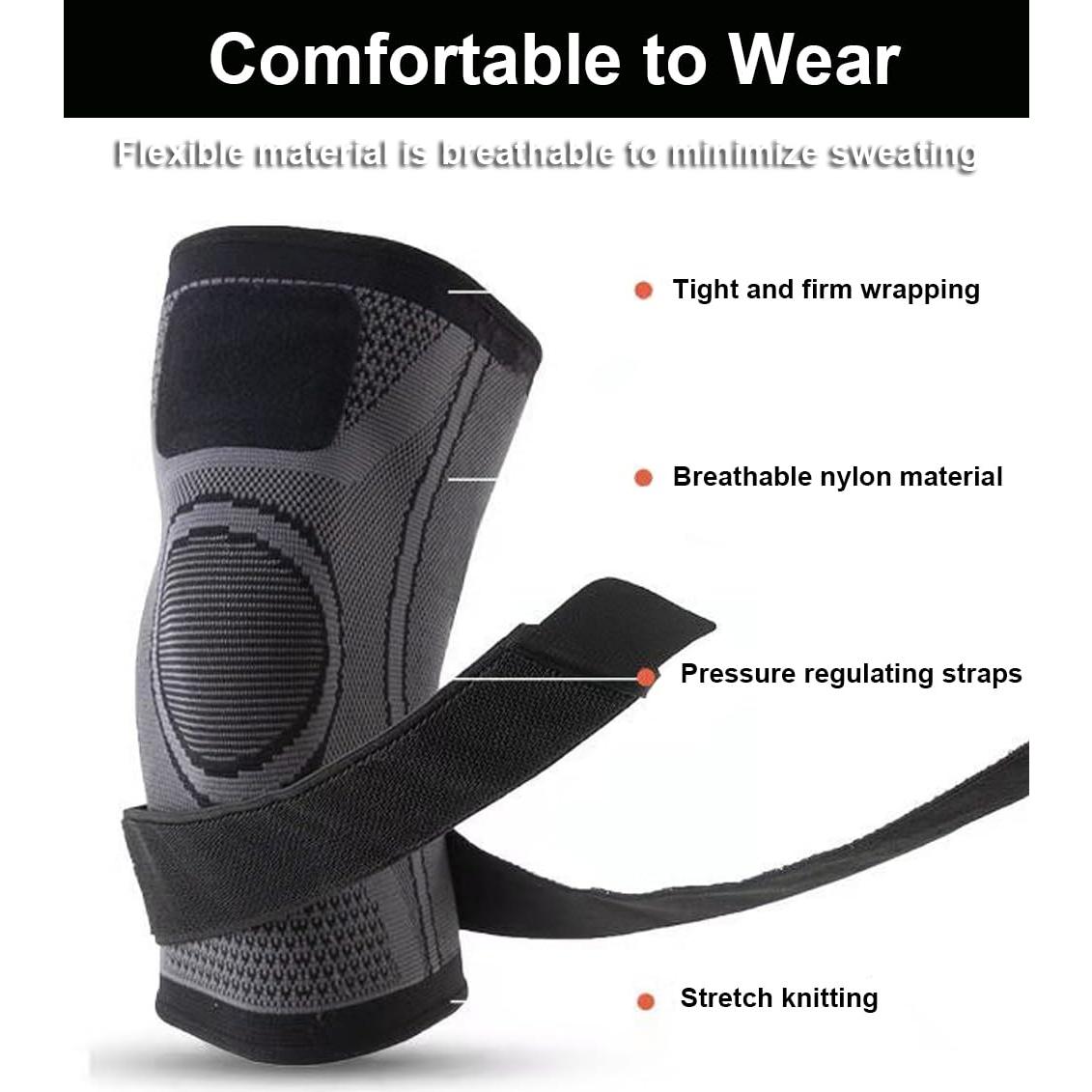 Fajas de Compresión para Rodilla SUJAYU - Paquete de 2, Mediano, Negro