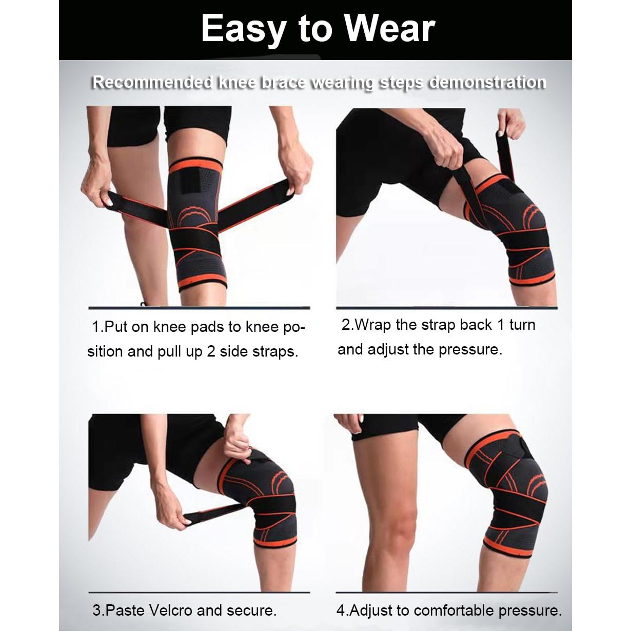 Fajas de Compresión para Rodilla SUJAYU - Paquete de 2, Mediano, Negro