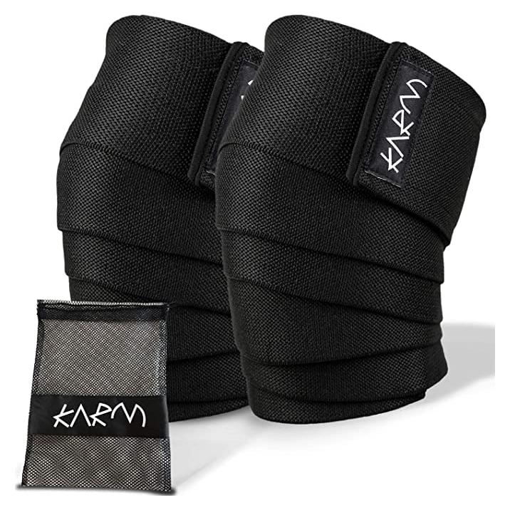 Fajas para Rodillas KARM 198 cm - Soporte Powerlifting Negro