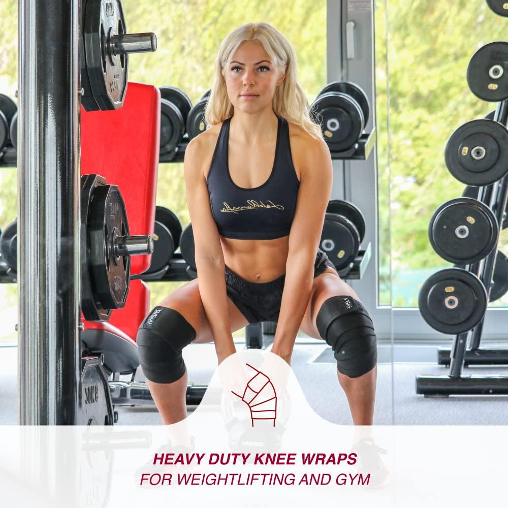 Fajas para Rodillas KARM 198 cm - Soporte Powerlifting Negro