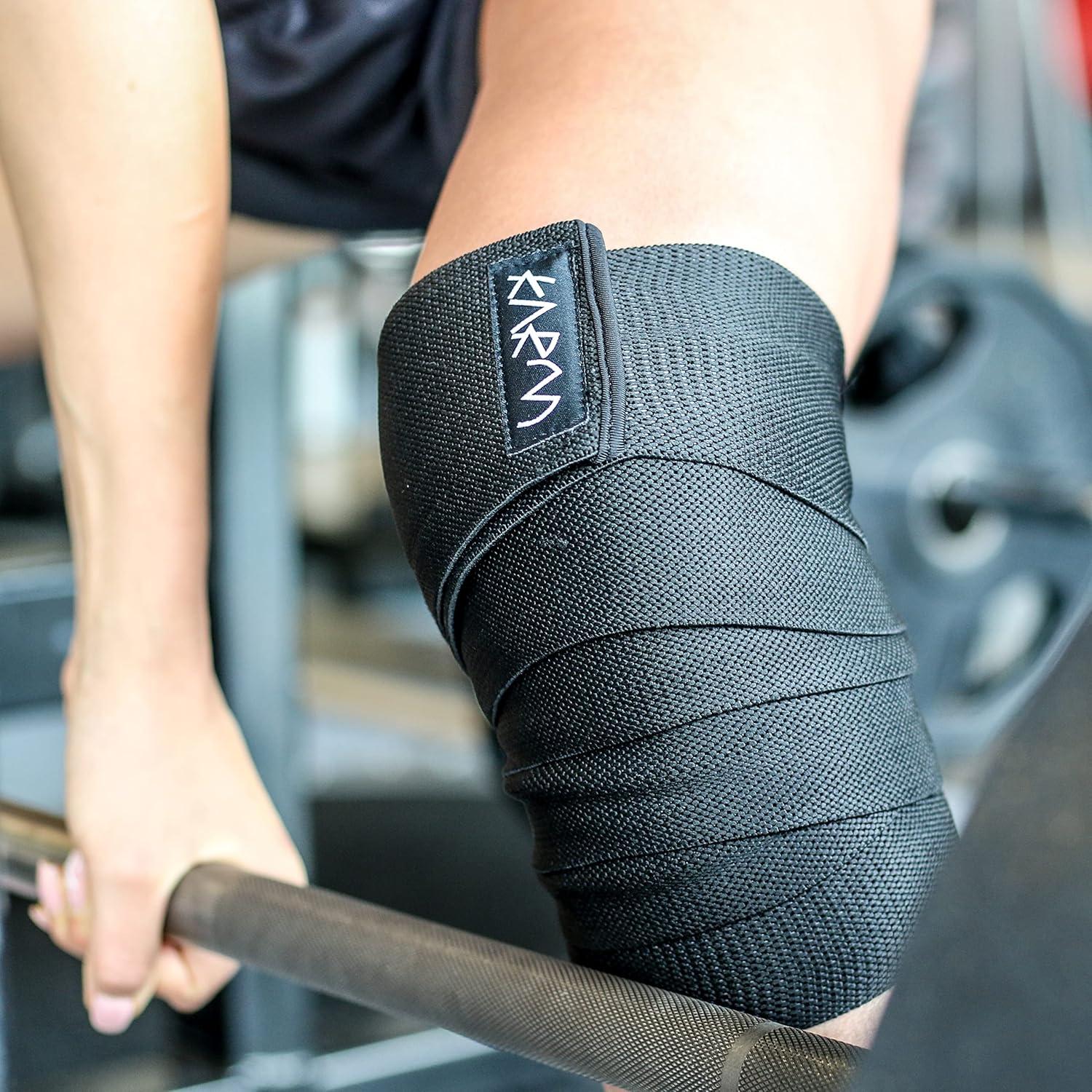 Fajas para Rodillas KARM 198 cm - Soporte Powerlifting Negro