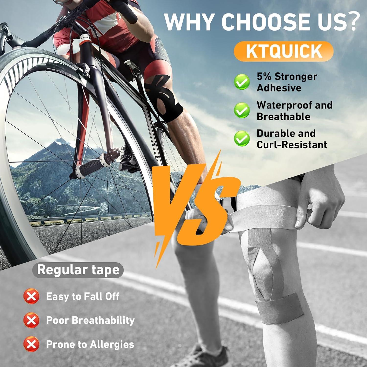 Cinta Kinesiológica PreCortada KTQUICK 12 PCS Negra