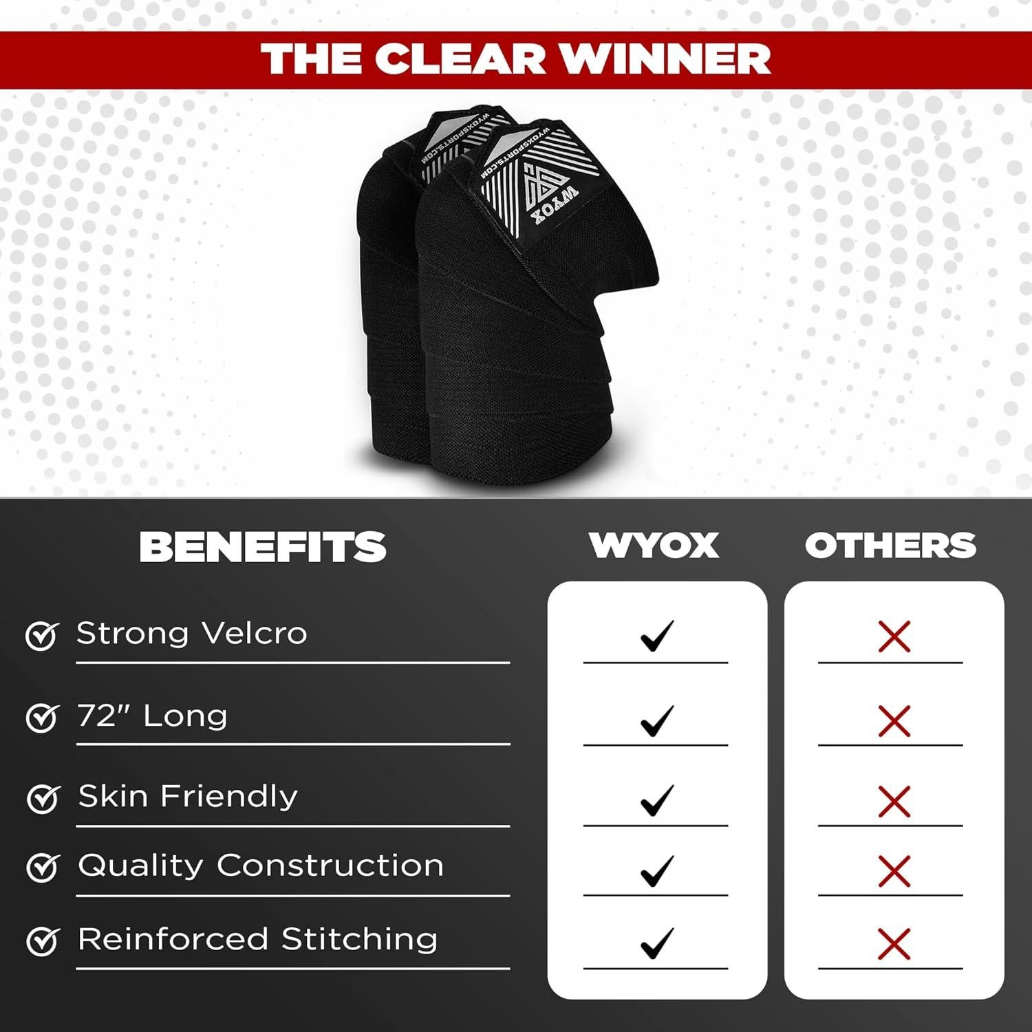 Envolturas de Rodilla WYOX KW para Levantamiento de Pesas - 72"