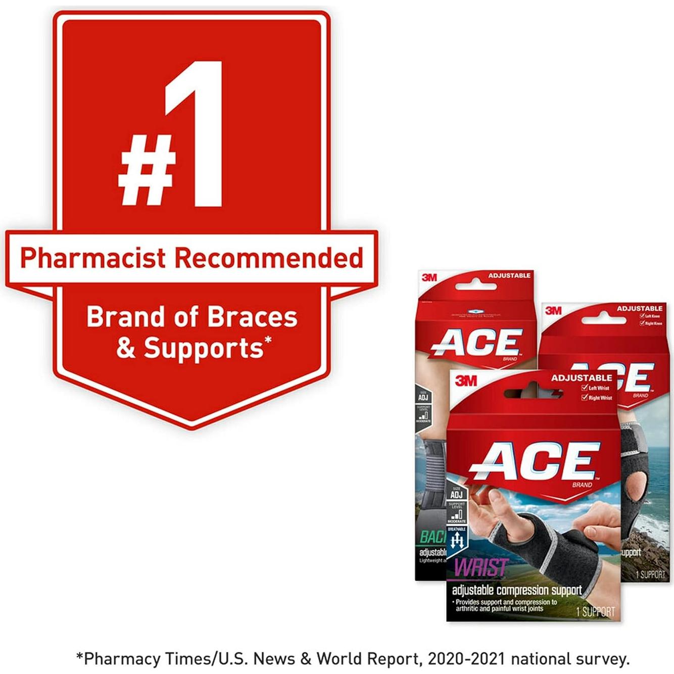 Correa para Rodilla Ajustable ACE, Almohadilla de Gel, Negra