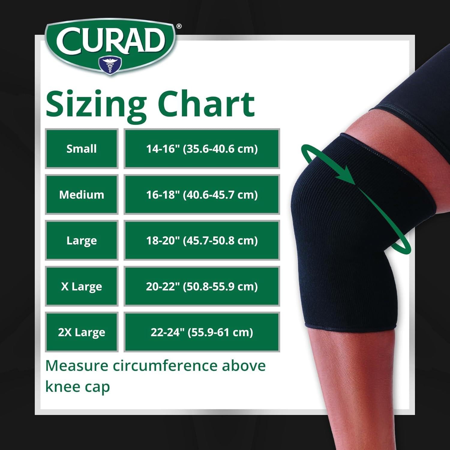 Soporte de Rodilla CURAD Elástico Grande para Dolor Deportivo