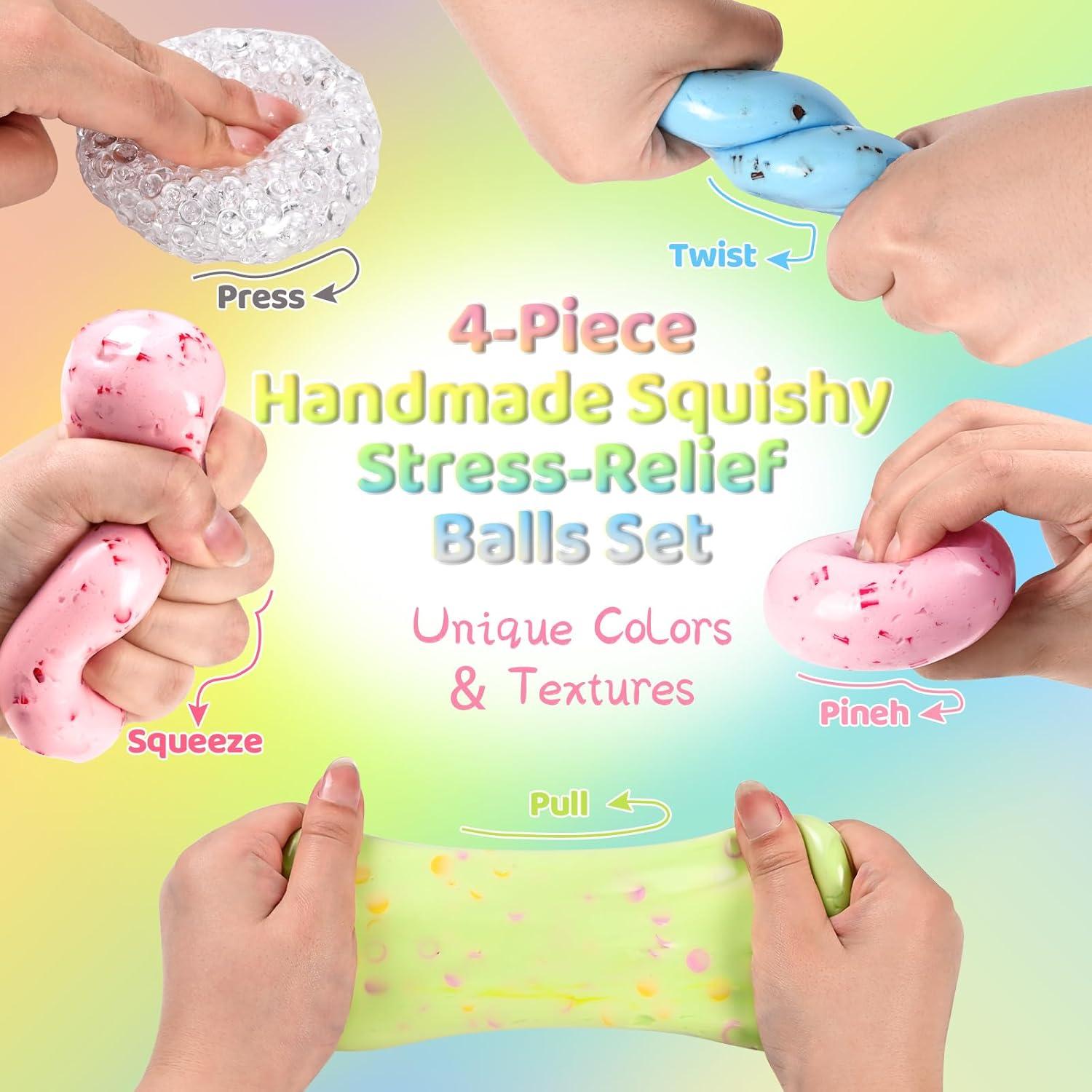 Juego de 4 Pelotas Antiestrés Uneedity - Multicolor 6cm
