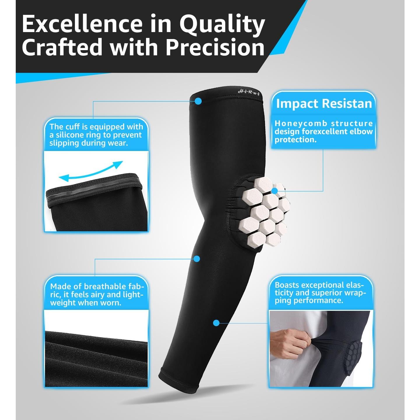 Almohadillas de Compresión para Codo HiRui - Unisex, Negro, Grande
