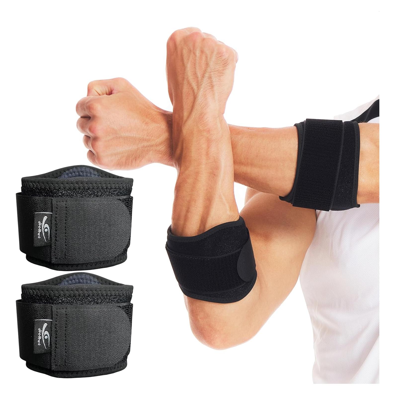 Faja para Codo HiRui con Almohadilla de Compresión - Negro, 2 Paquetes
