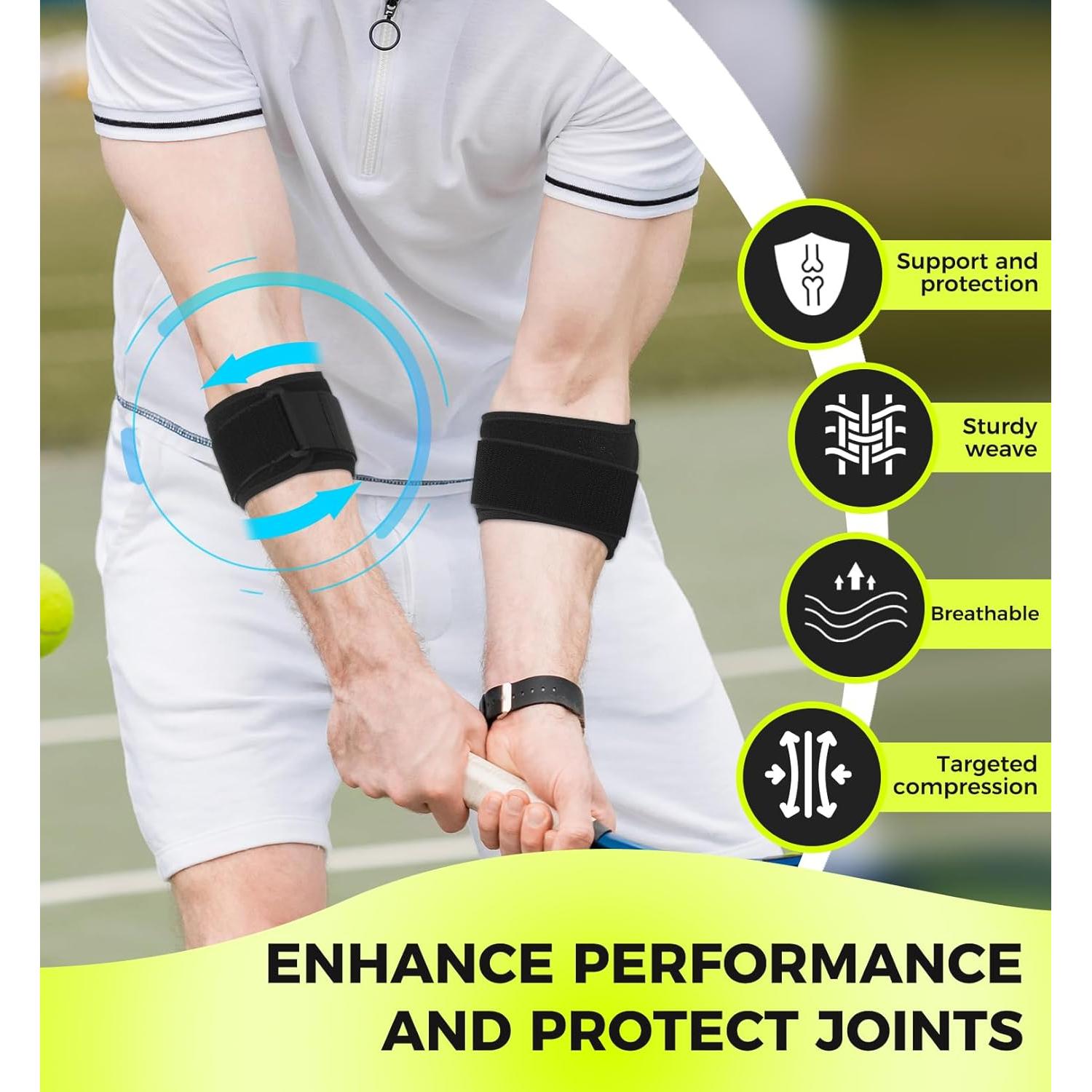 Faja para Codo HiRui con Almohadilla de Compresión - Negro, 2 Paquetes