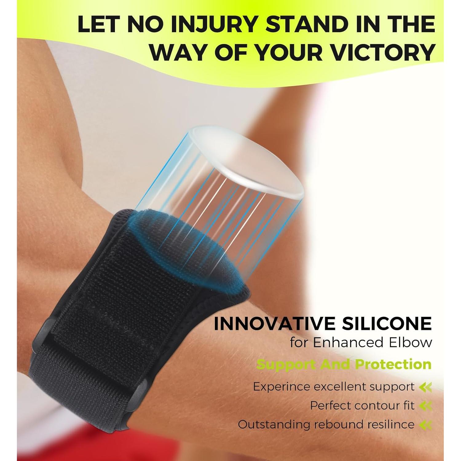 Faja para Codo HiRui con Almohadilla de Compresión - Negro, 2 Paquetes