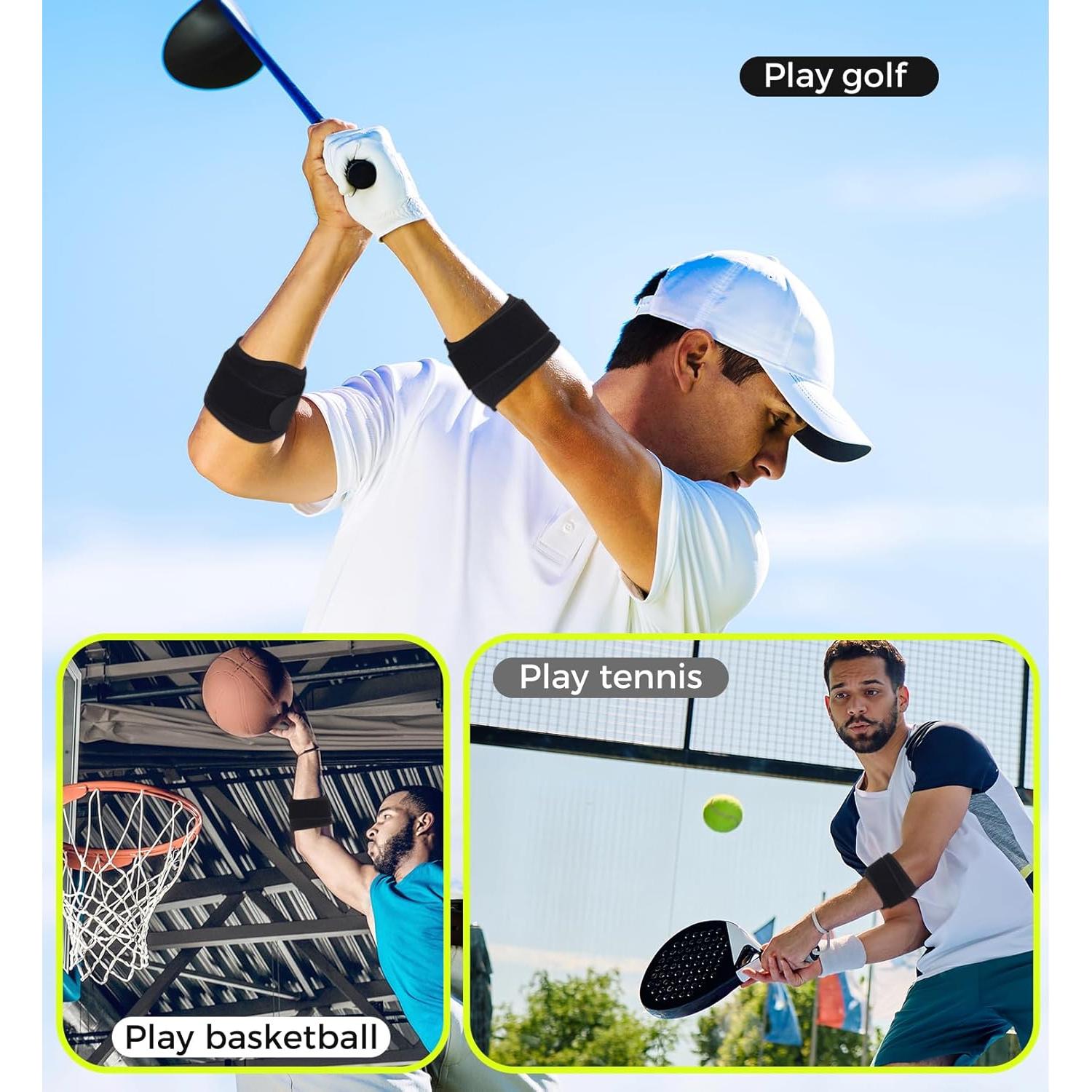 Faja para Codo HiRui con Almohadilla de Compresión - Negro, 2 Paquetes