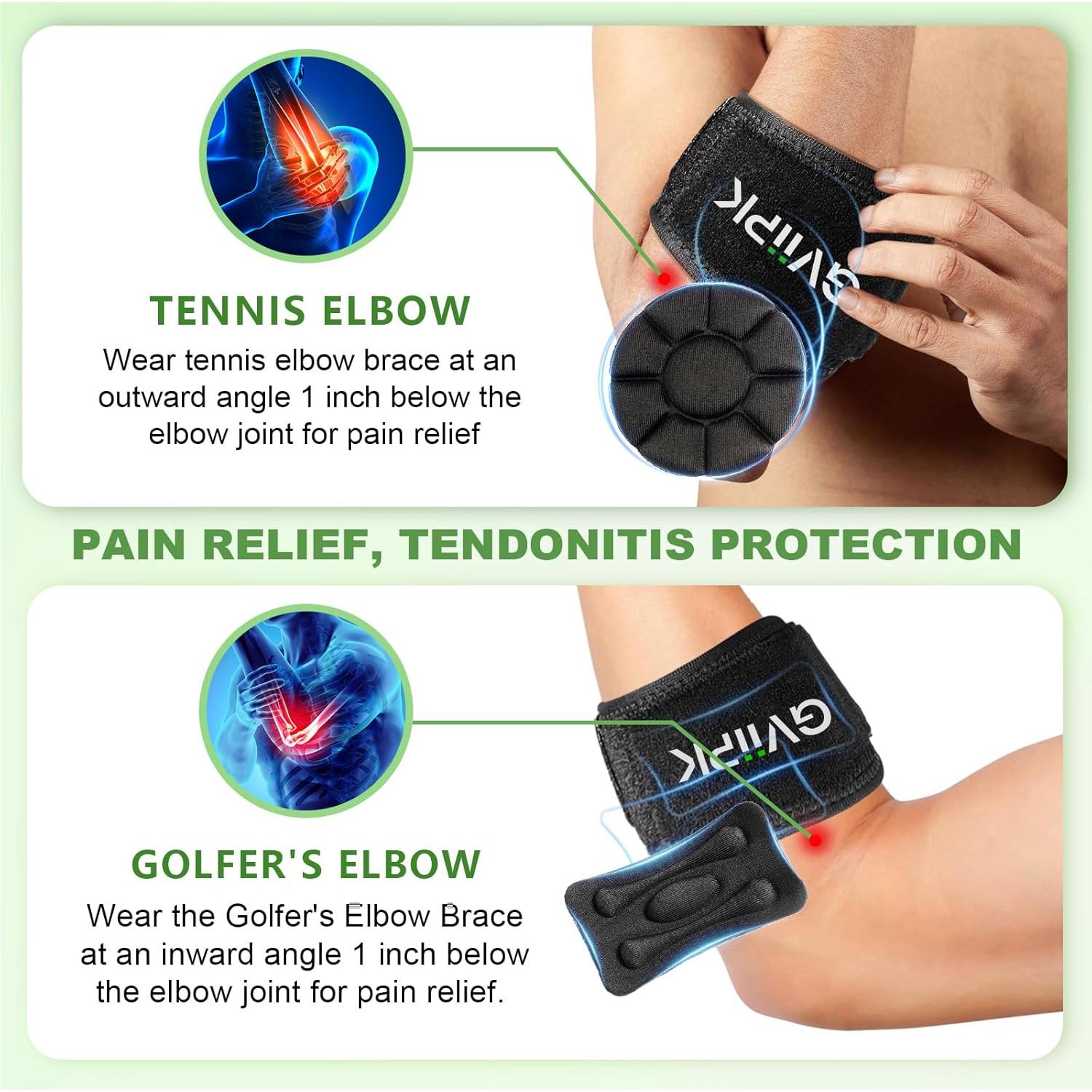 Faja para Codo de Tenis Gviipk - Alivio Tendinitis Negro