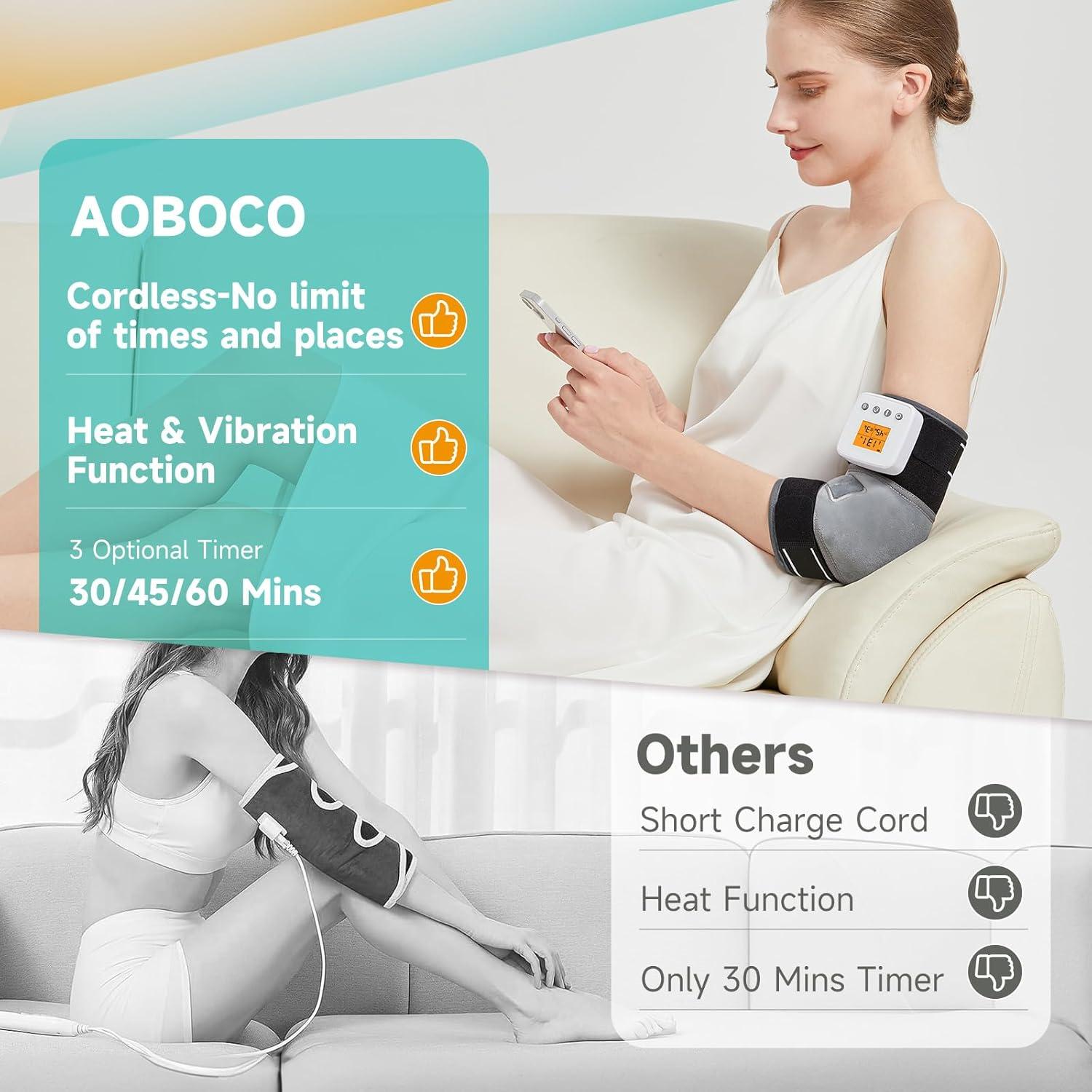 Masajeador de Codo Inalámbrico AOBOCO con Calor y Vibración