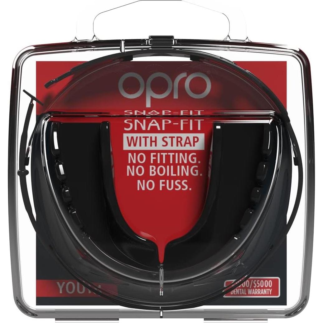 Protector Bucal OPRO Snap-Fit con Correa Ajustable Negro