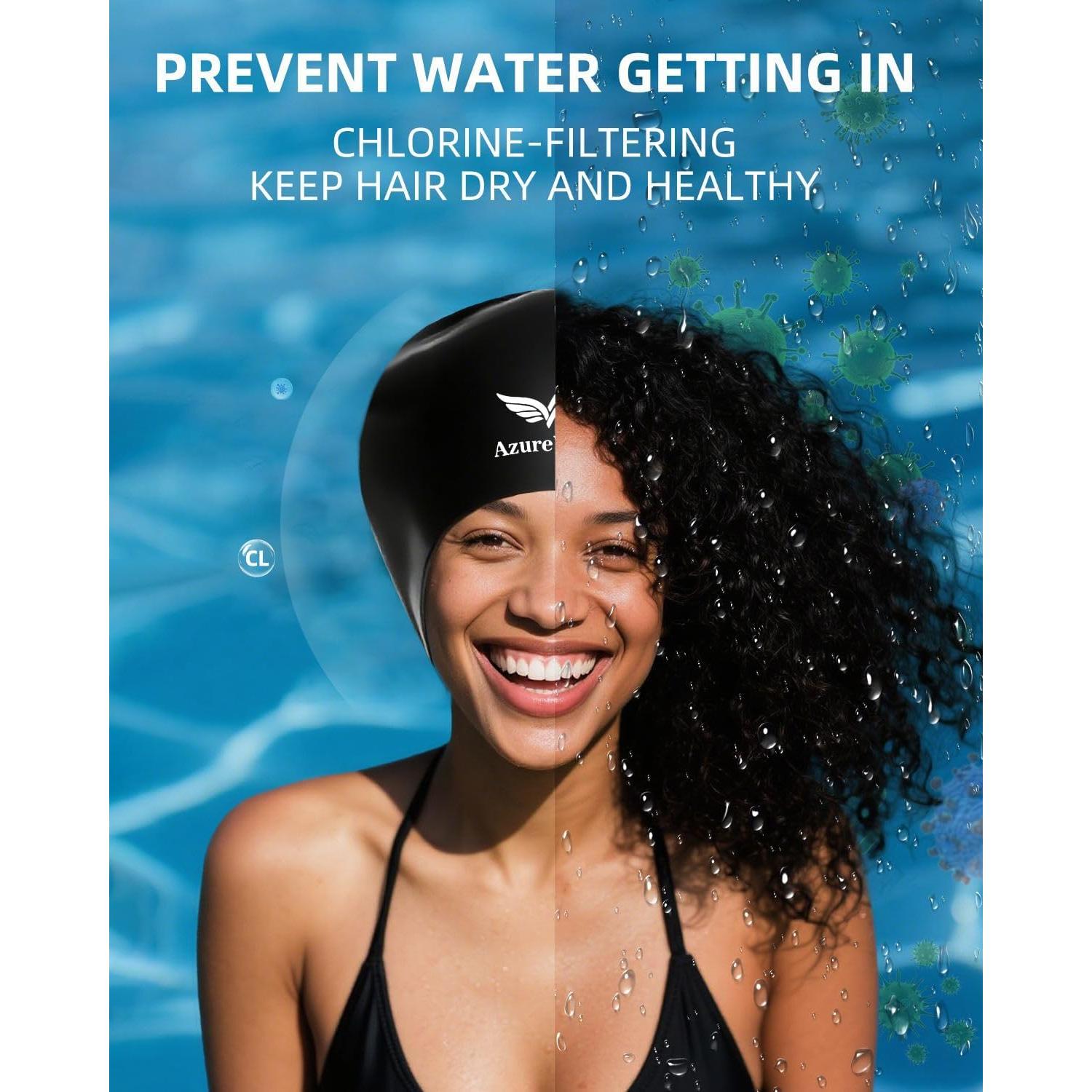 Gorro de Natación Grande AzureWings para Cabello Largo