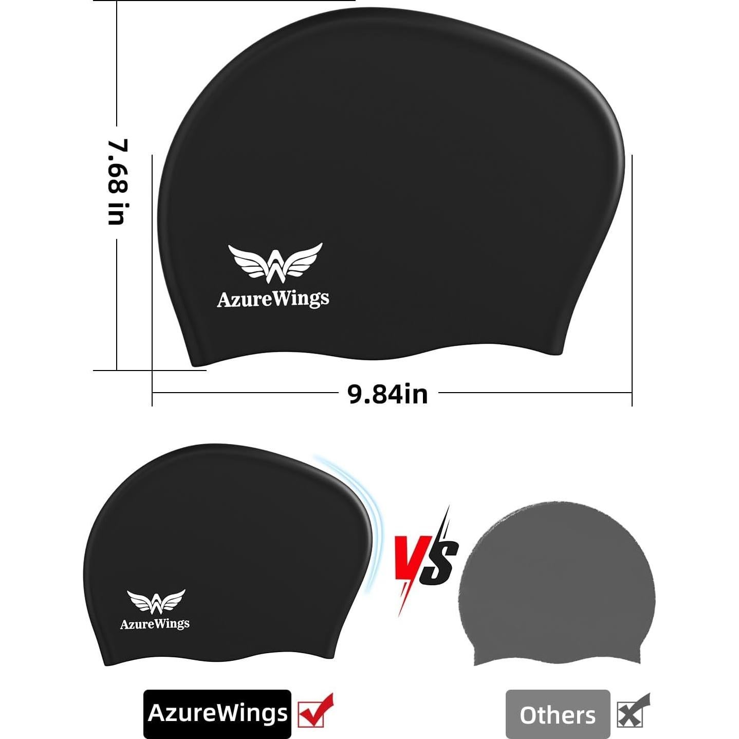 Gorro de Natación Grande AzureWings para Cabello Largo