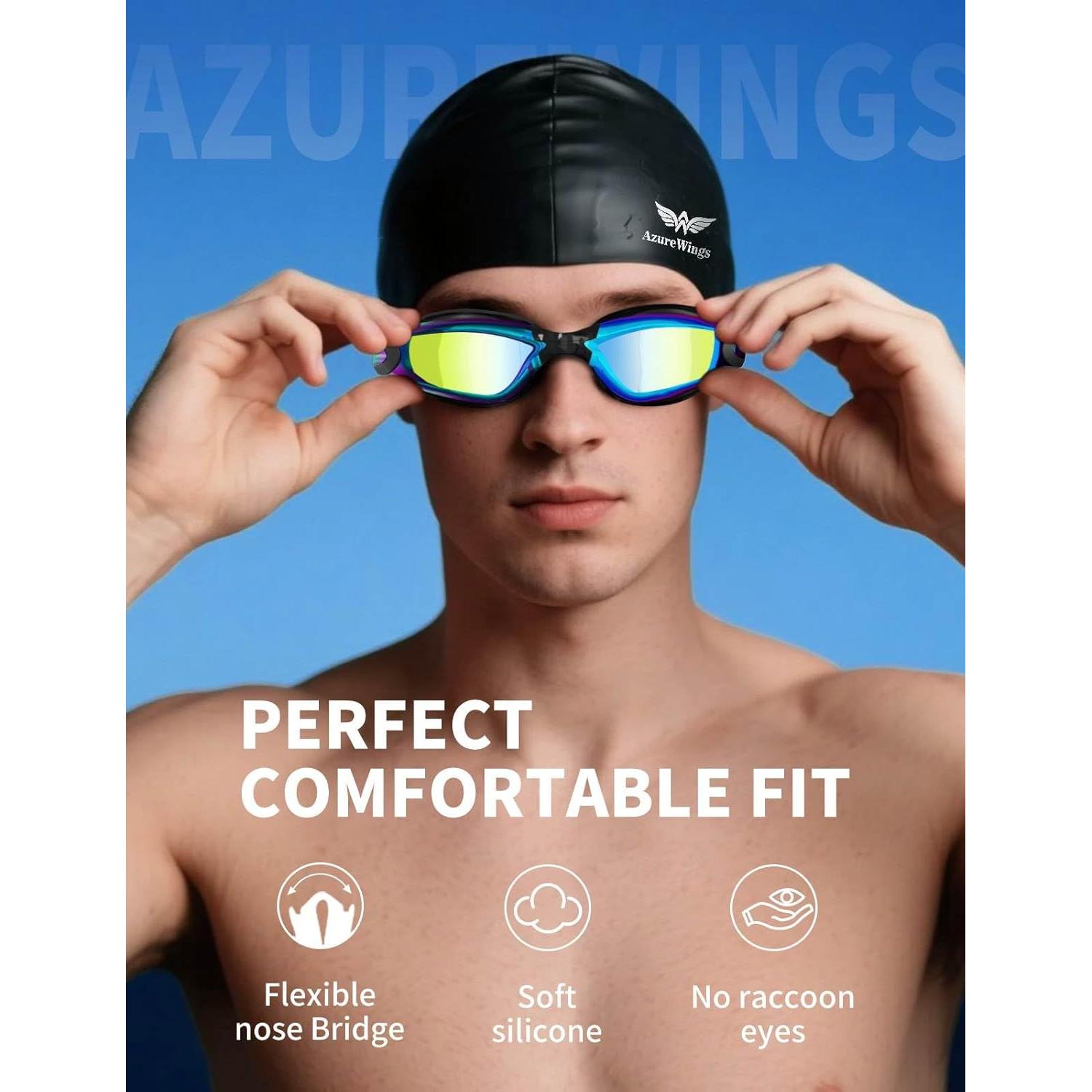 Gafas de natación 7 en 1 AzureWings con gorro y accesorios