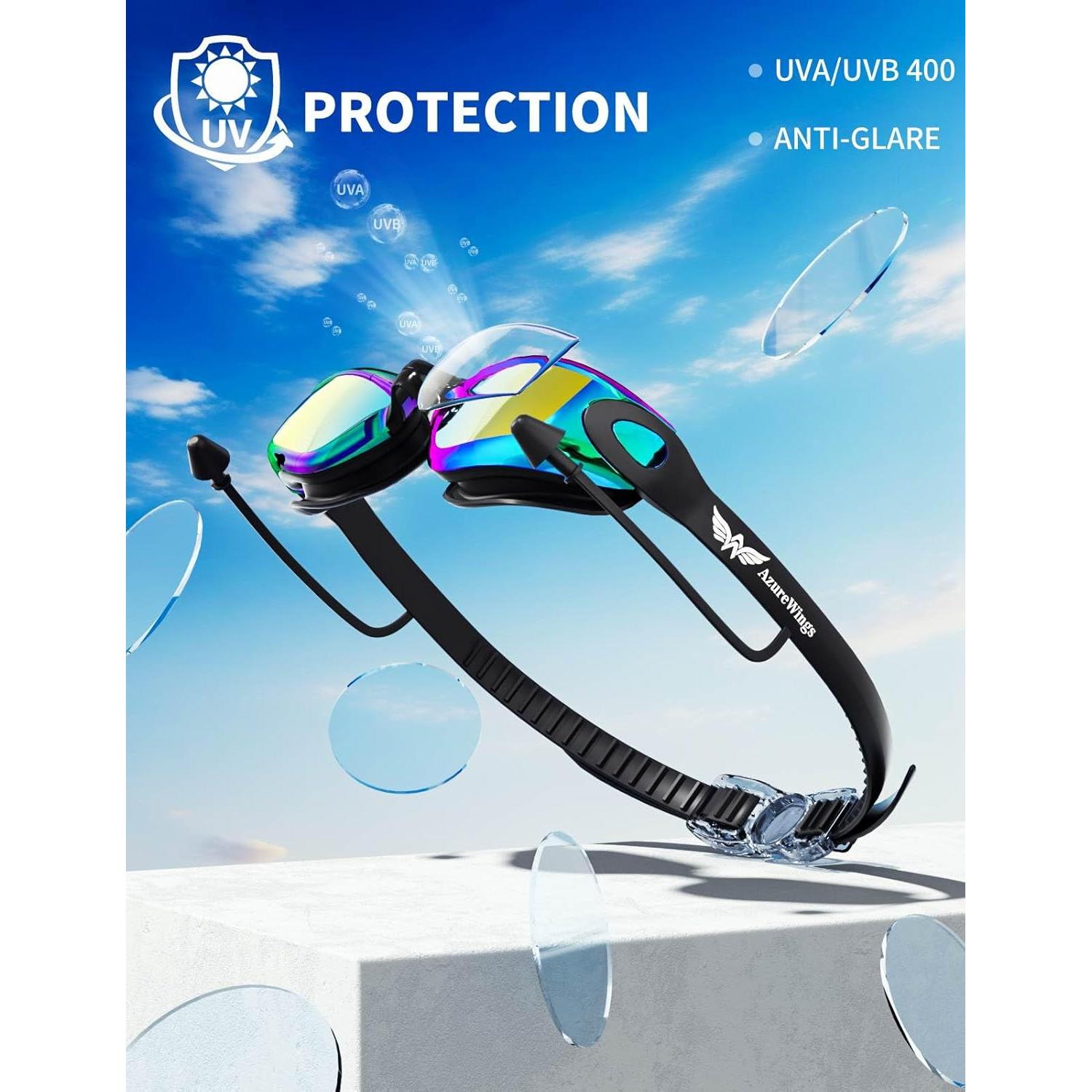 Gafas de natación 7 en 1 AzureWings con gorro y accesorios
