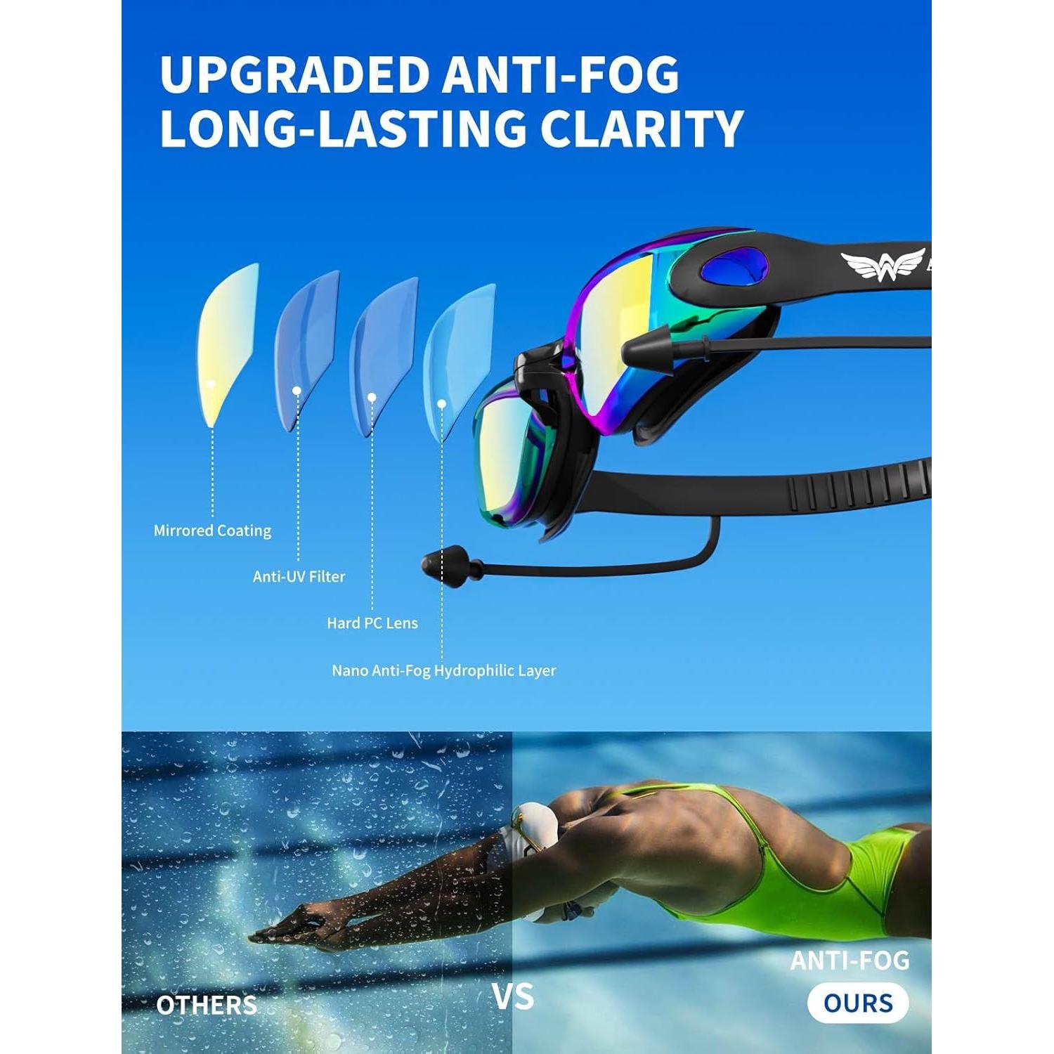 Gafas de natación 7 en 1 AzureWings con gorro y accesorios