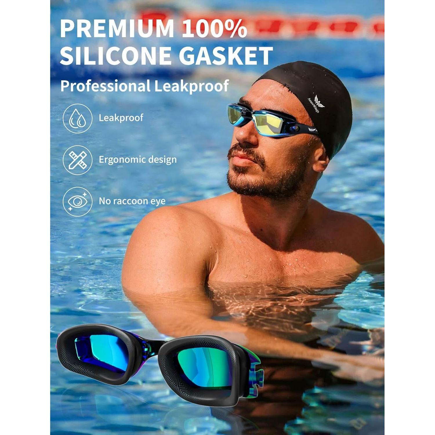 Gafas de natación 7 en 1 AzureWings con gorro y accesorios