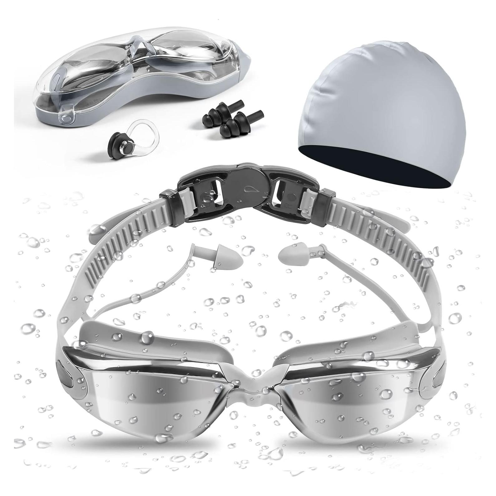 Conjunto Gafas de Natación y Gorra Silicona UV Antivaho Adulto