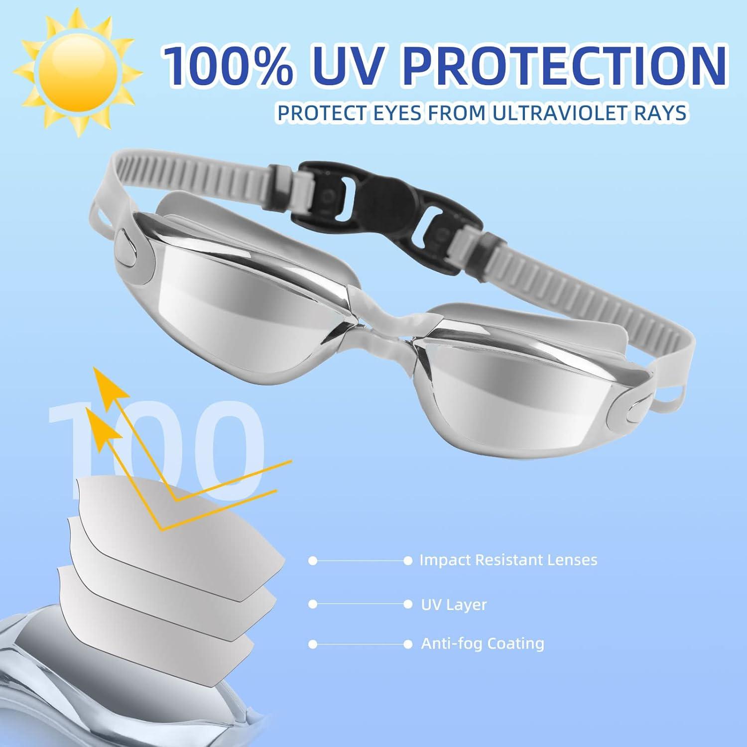 Conjunto Gafas de Natación y Gorra Silicona UV Antivaho Adulto