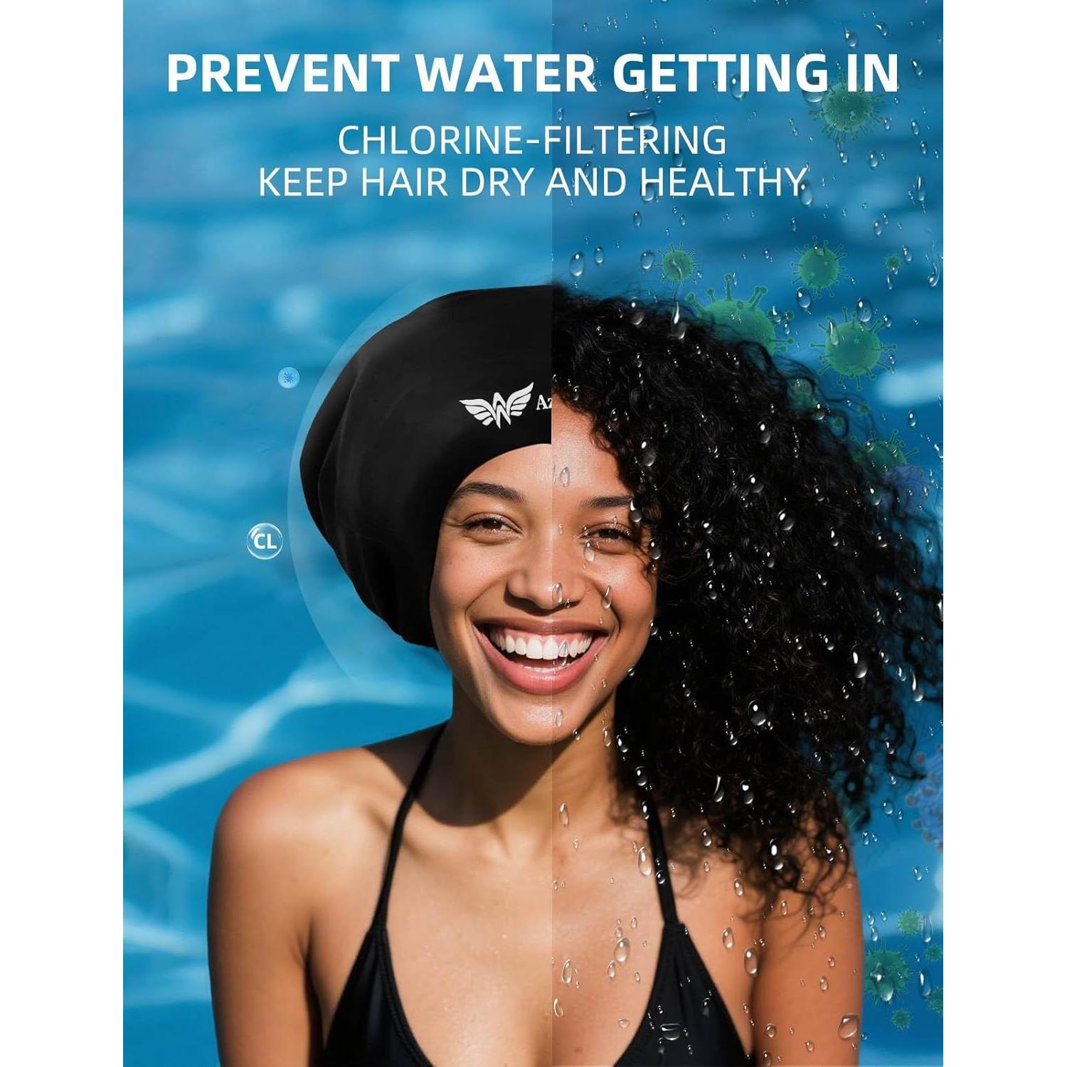 Gorro de Natación Extra Grande AzureWings para Cabello Largo