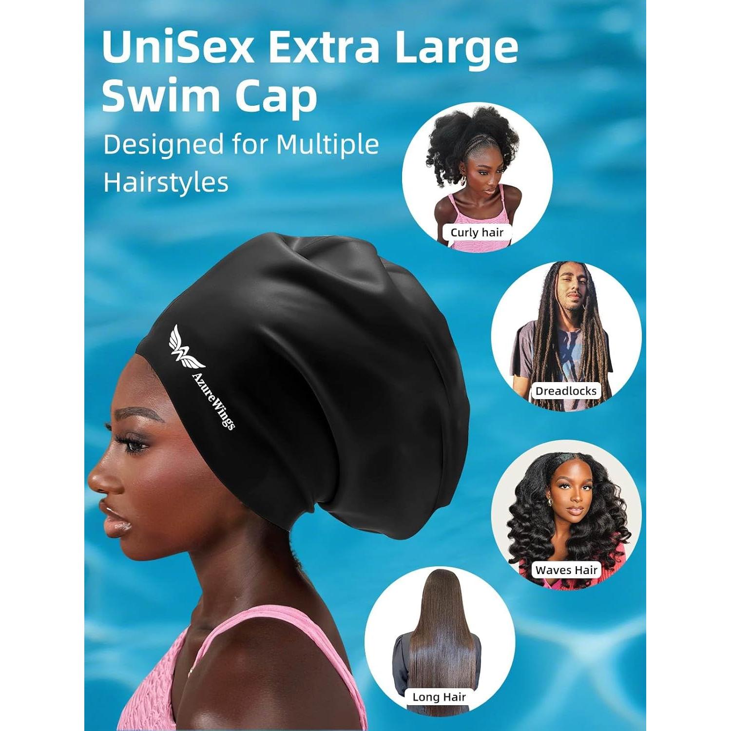 Gorro de Natación Extra Grande AzureWings para Cabello Largo