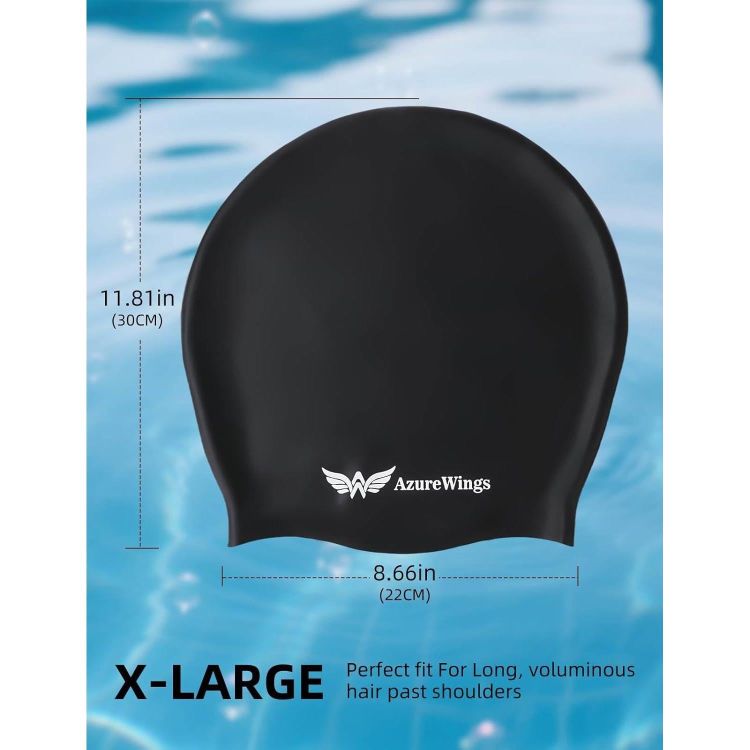 Gorro de Natación Extra Grande AzureWings para Cabello Largo