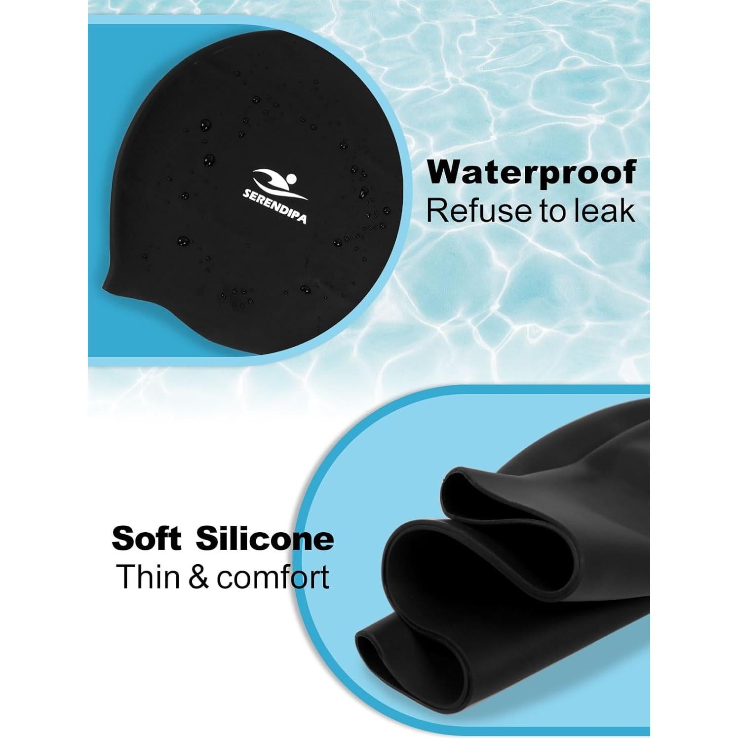 Gorro de Natación SERENDIPA de Silicona Grande para Cabello Largo