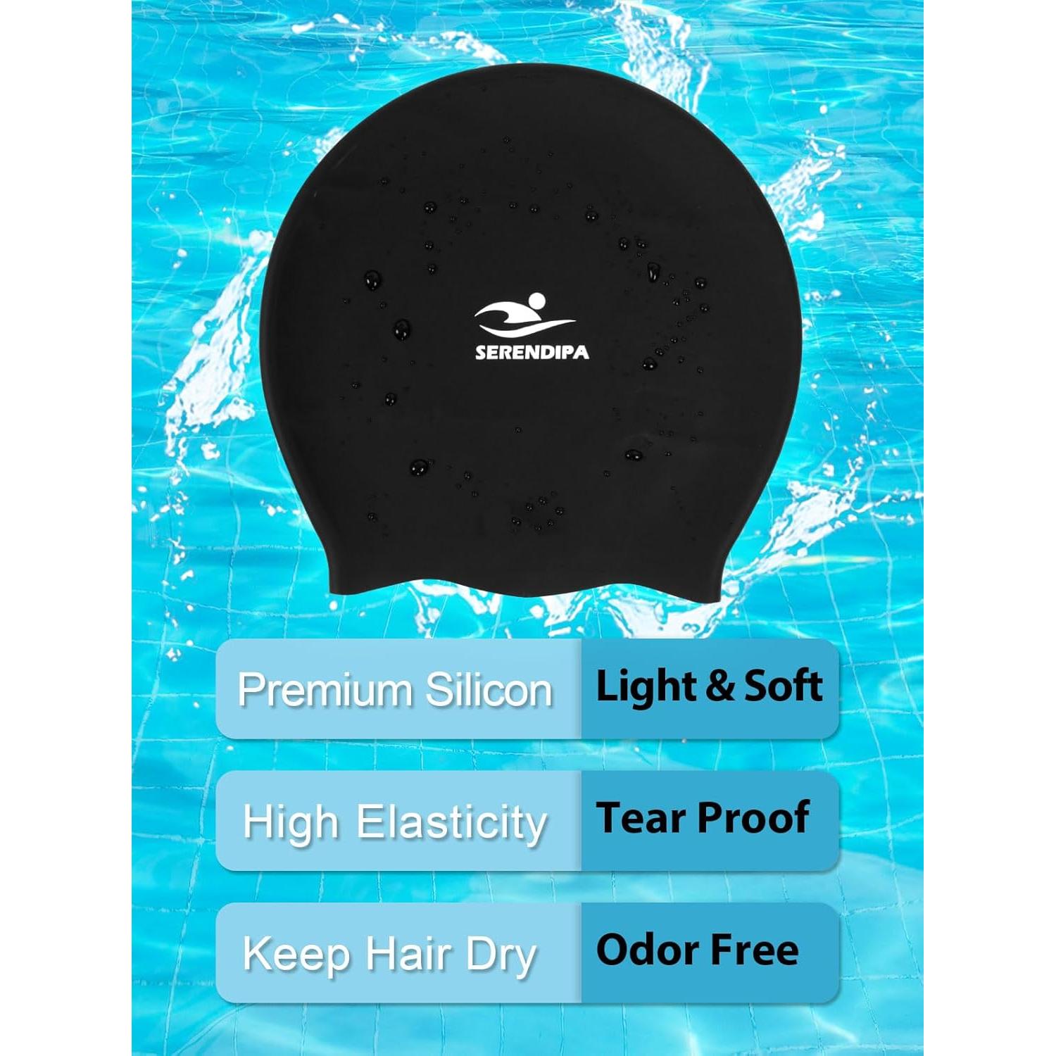 Gorro de Natación SERENDIPA de Silicona Grande para Cabello Largo