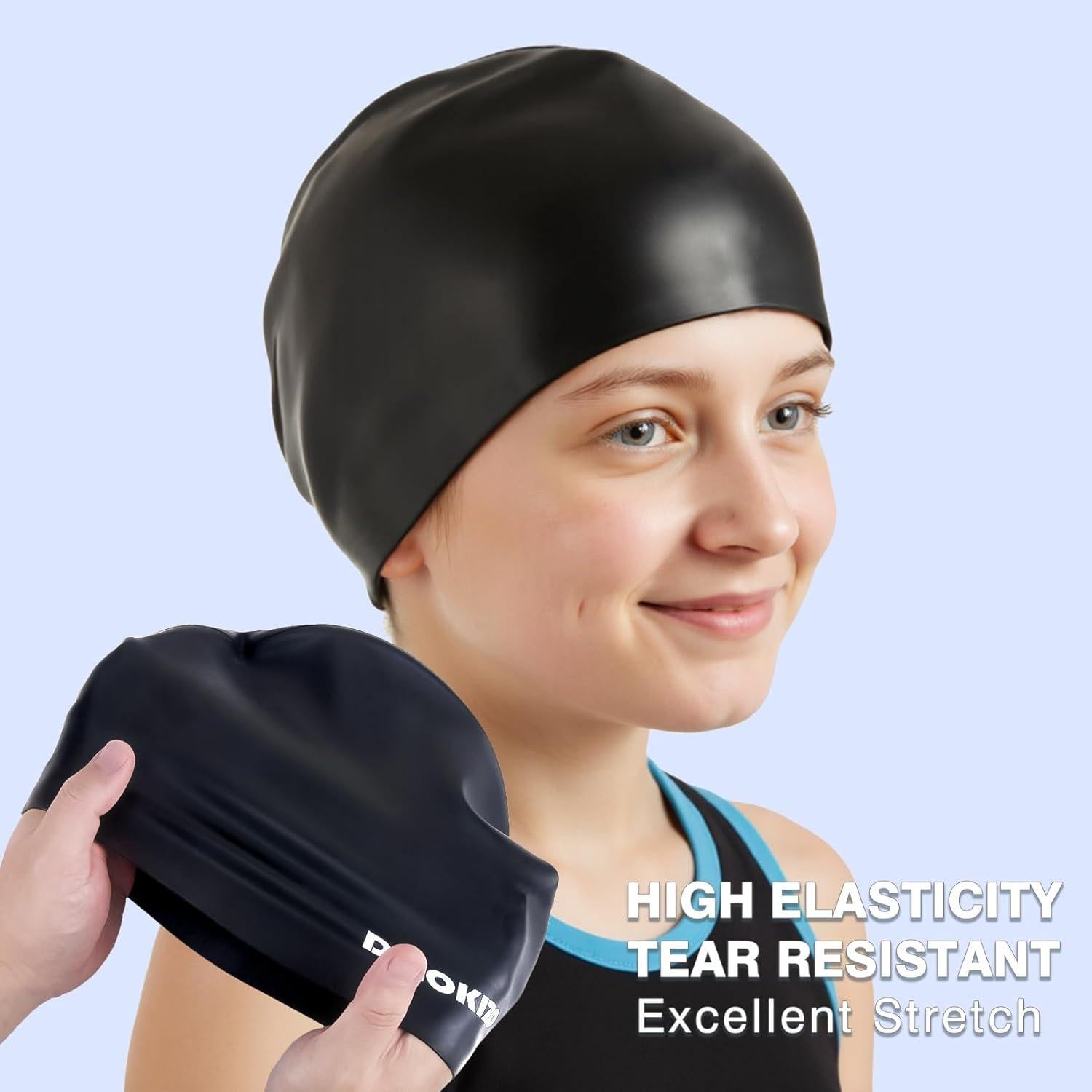 Gorro de Natación de Silicona Dizokizo para Niños 2 Pcs