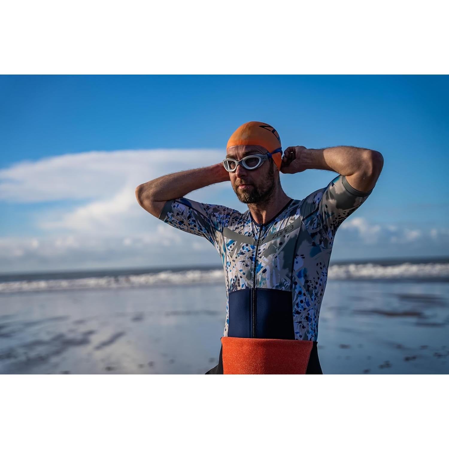 Gorro de natación ZONE3 de silicona unisex naranja 48g