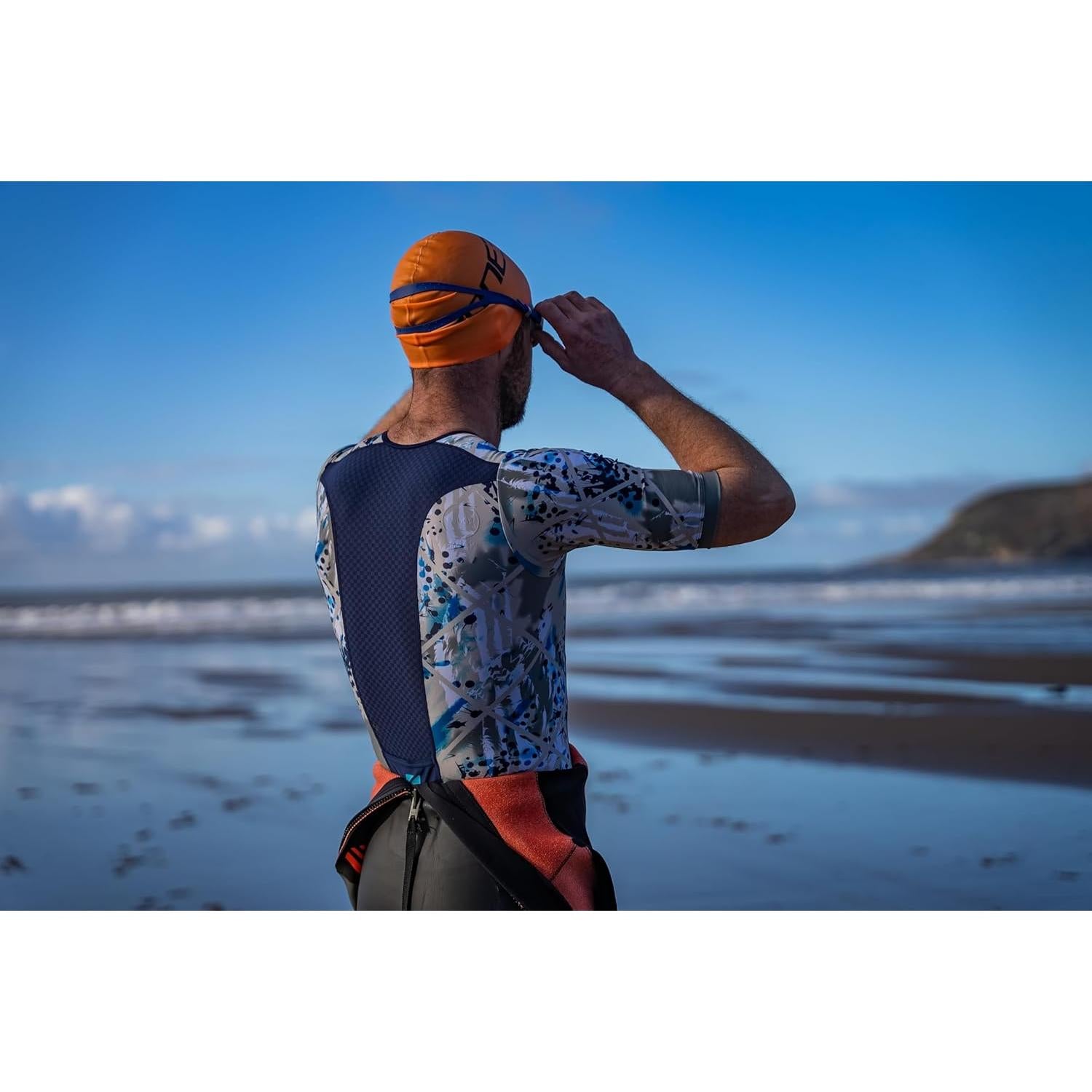 Gorro de natación ZONE3 de silicona unisex naranja 48g