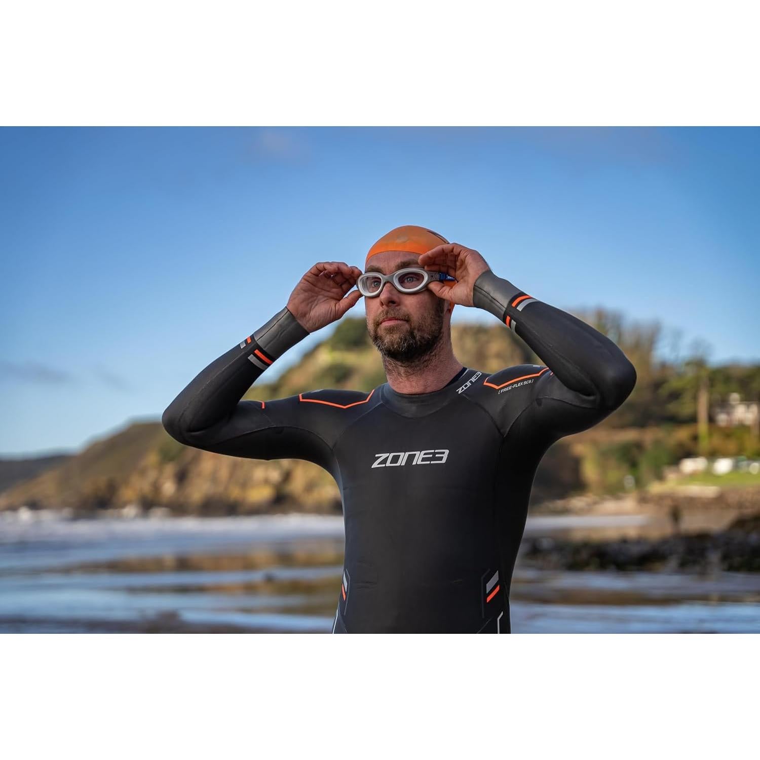 Gorro de natación ZONE3 de silicona unisex naranja 48g