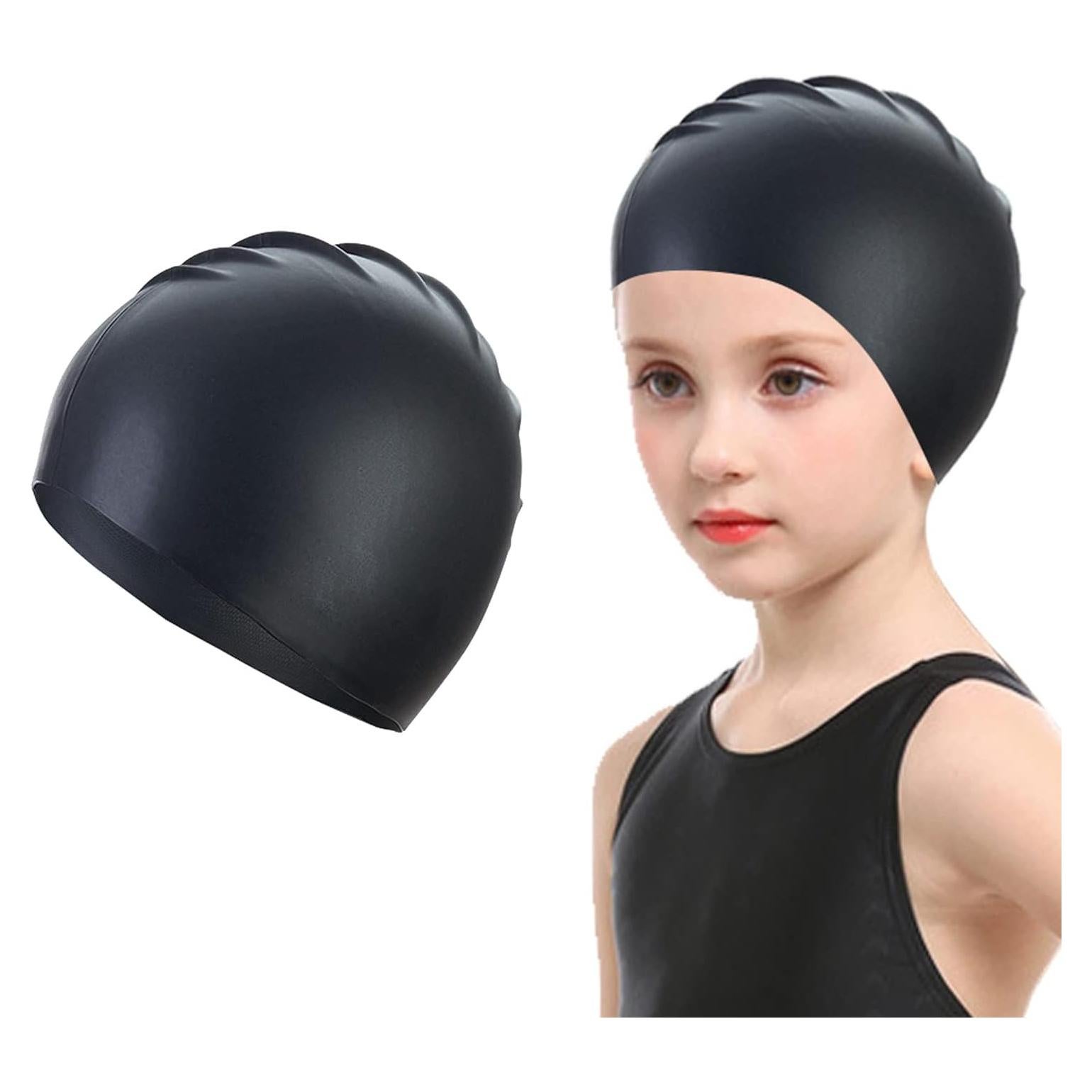 Gorro de natación para niños Doovid negro de silicona