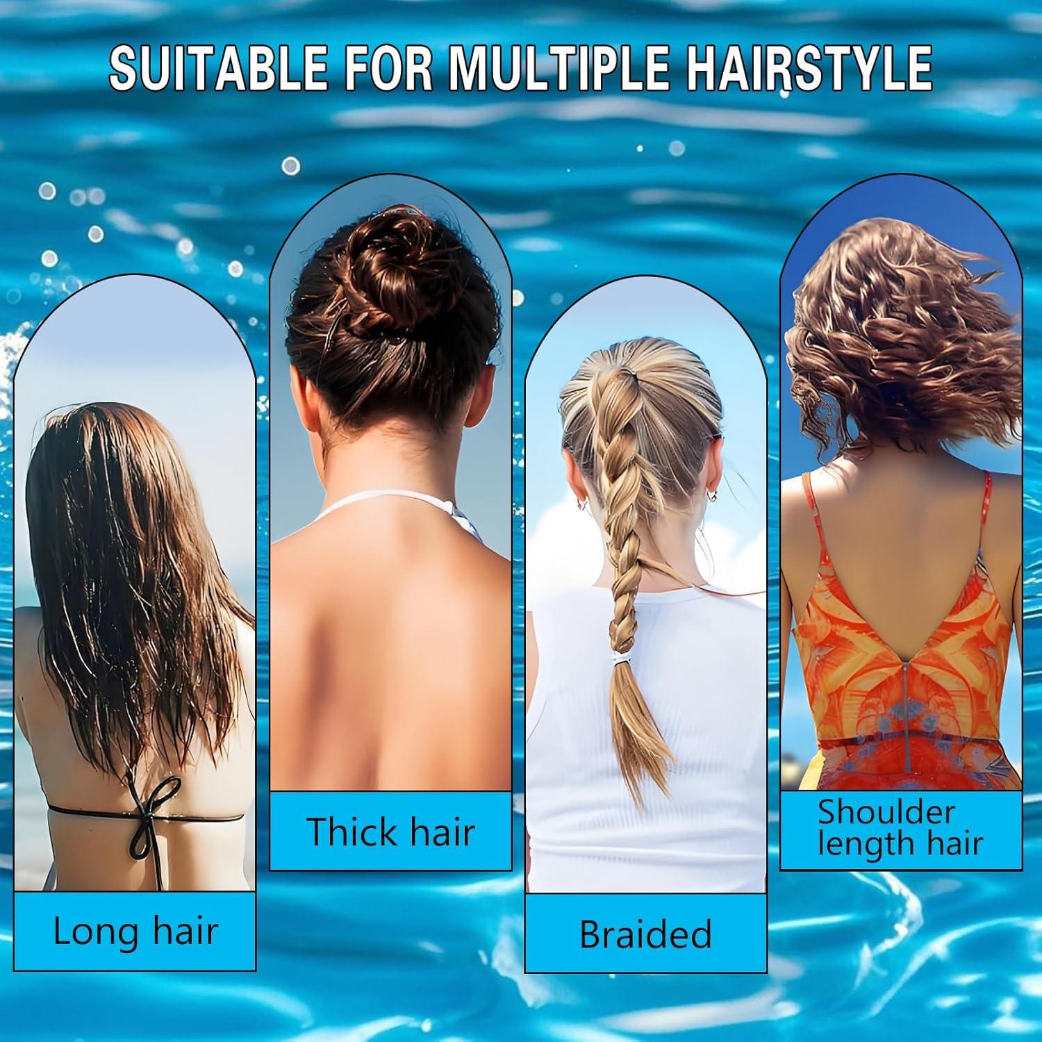 Gorro de natación de silicona Vanolu para cabello largo