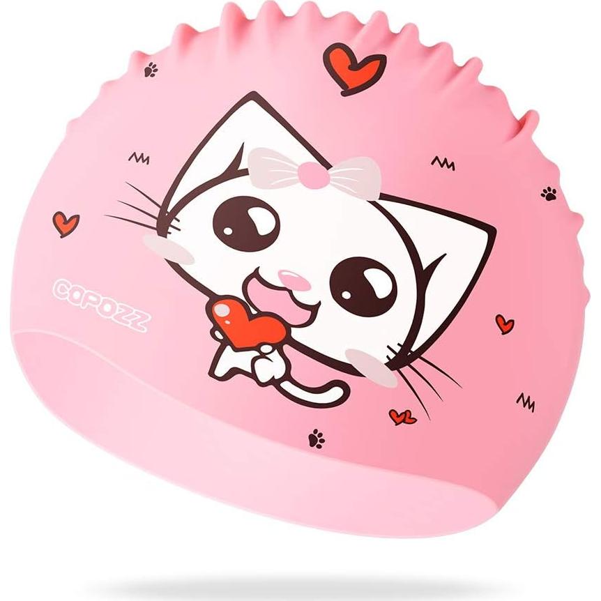 Gorra de Natación COPOZZ Silicona Gatito Rosa 5-12 años