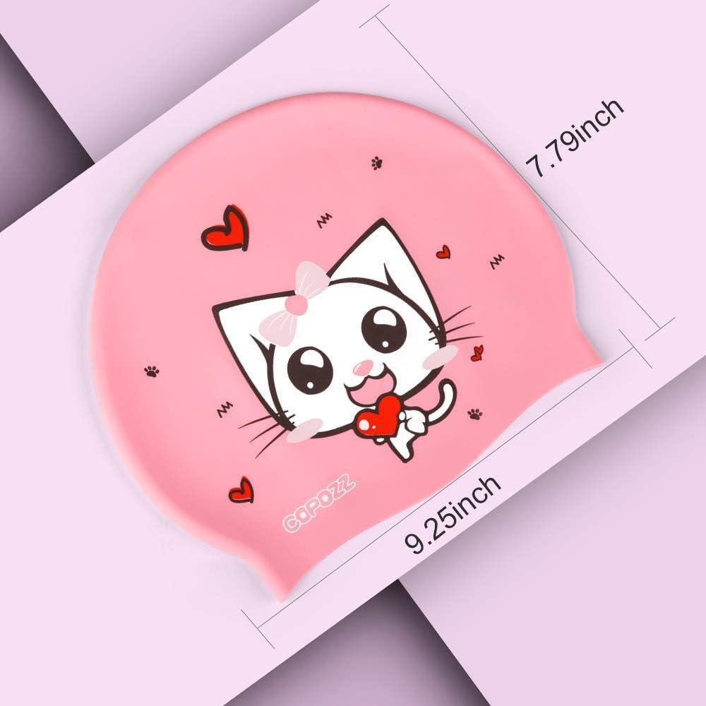 Gorra de Natación COPOZZ Silicona Gatito Rosa 5-12 años