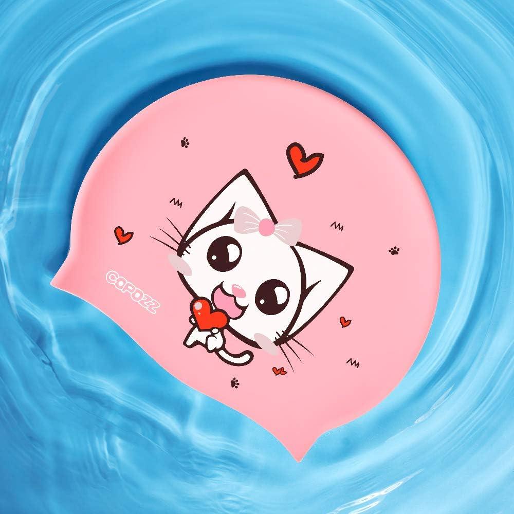 Gorra de Natación COPOZZ Silicona Gatito Rosa 5-12 años