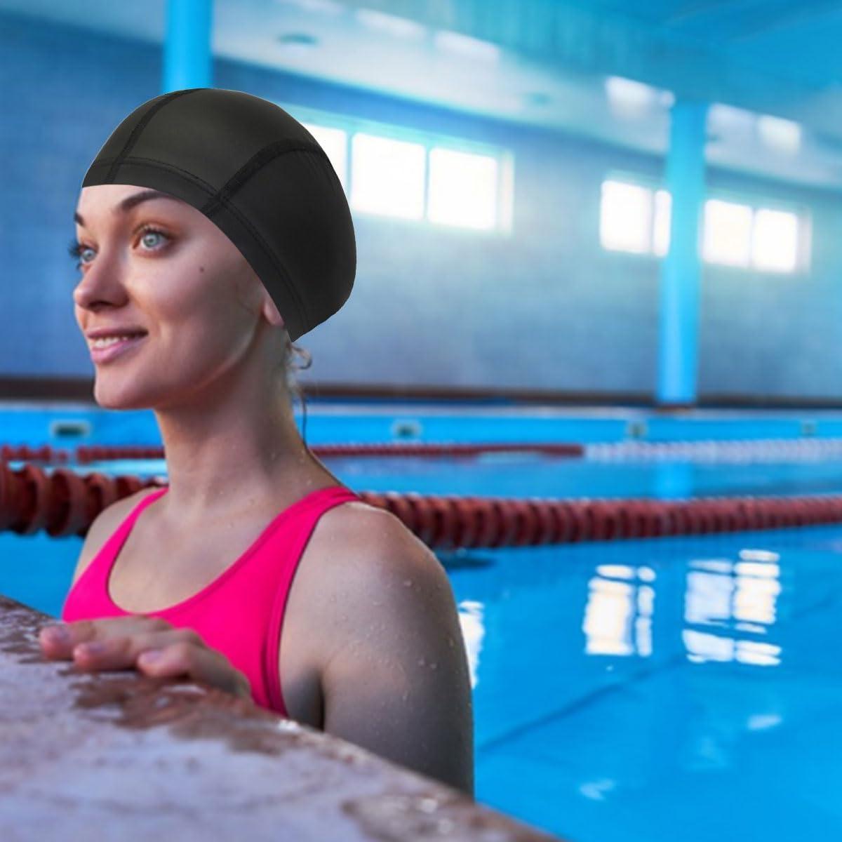 Gorro de Natación Impermeable Flyusa PU Unisex Negro