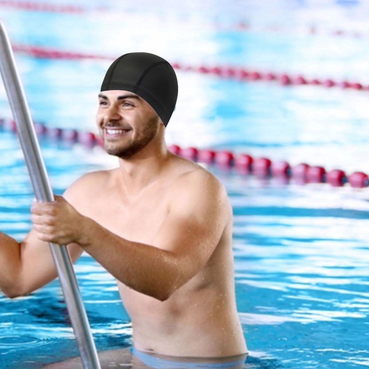 Gorro de Natación Impermeable Flyusa PU Unisex Negro