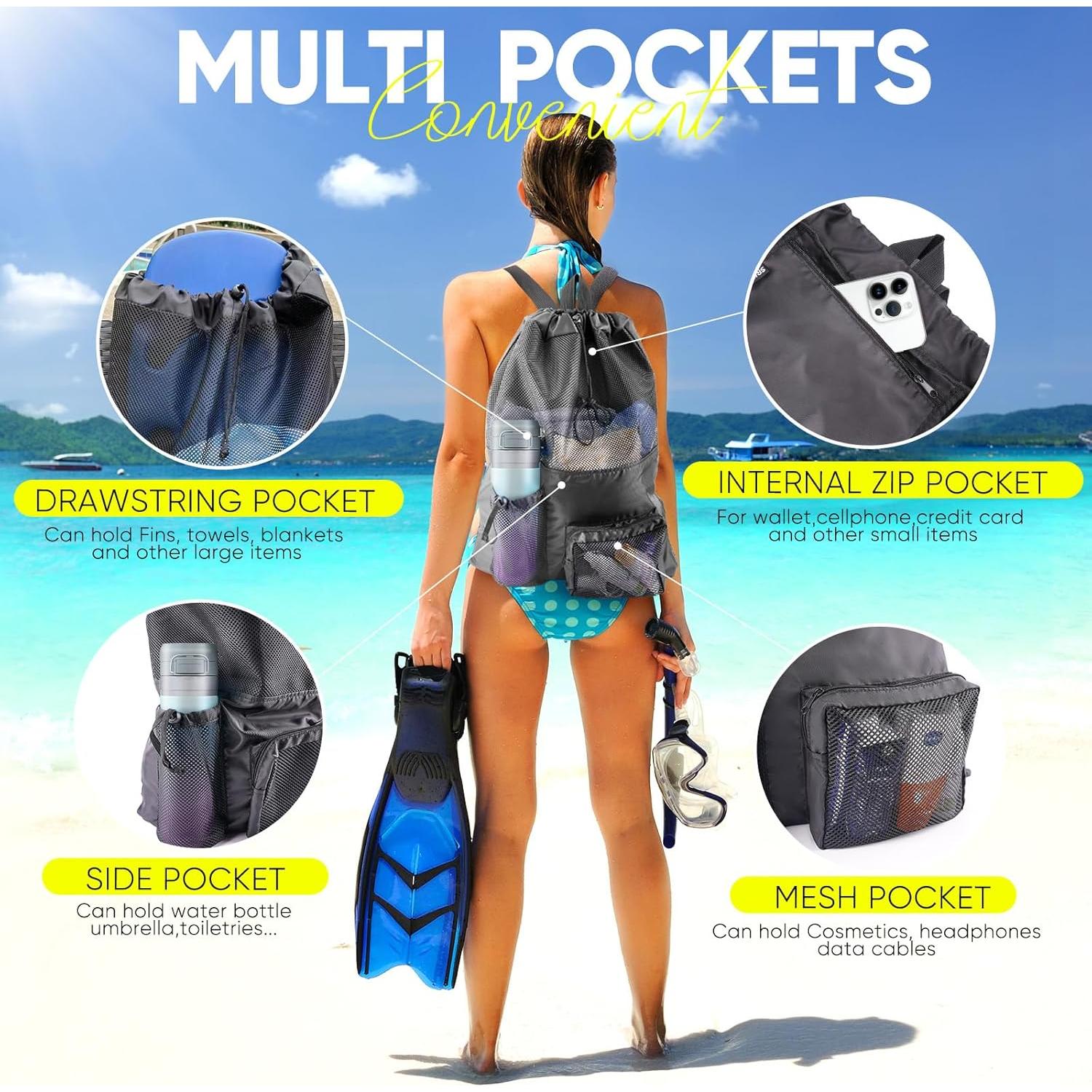 Bolsa de Malla para Natación HOHOM 40L con Cierre de Cordón