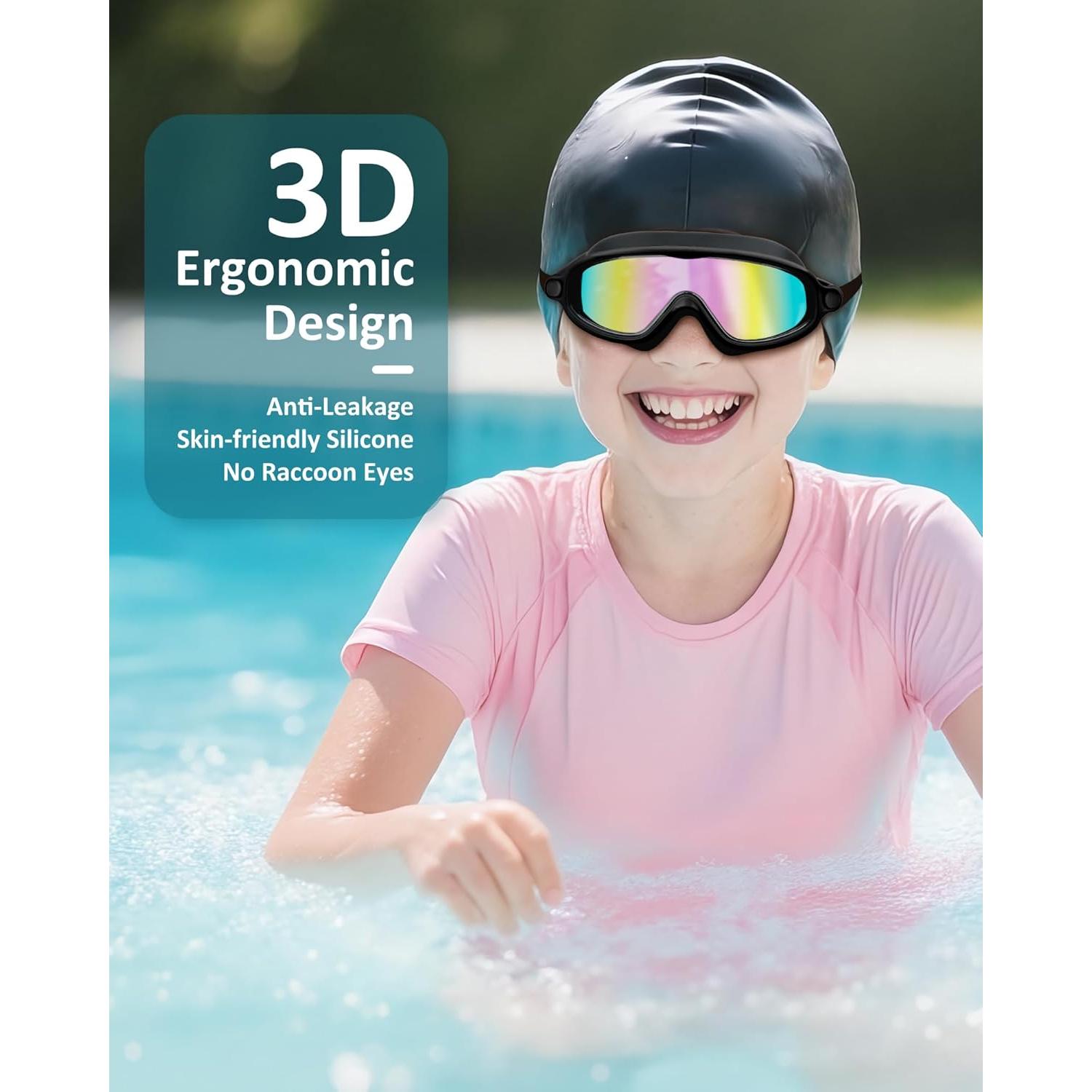 Gafas de natación para niños UV y antiempañante con gorro