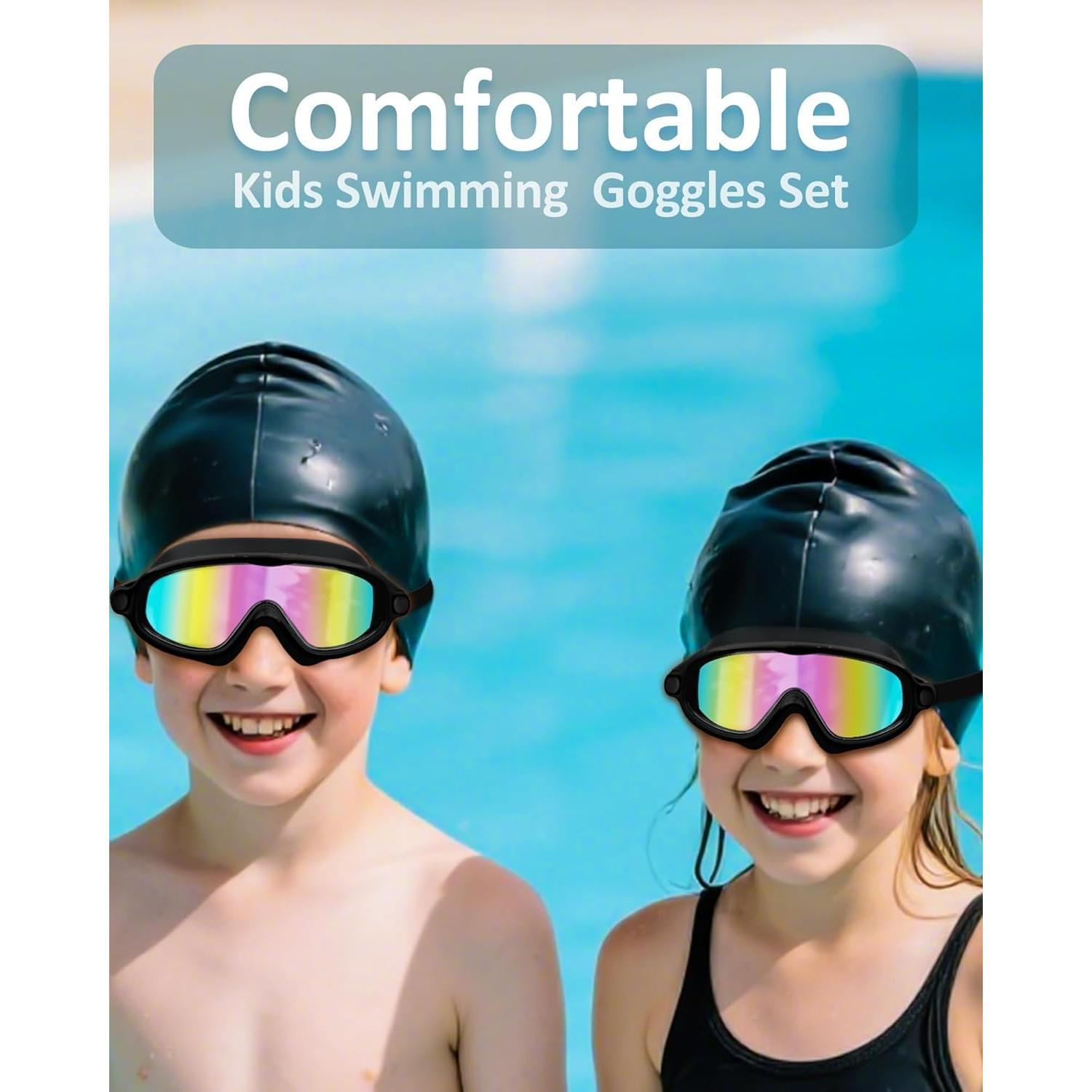 Gafas de natación para niños UV y antiempañante con gorro