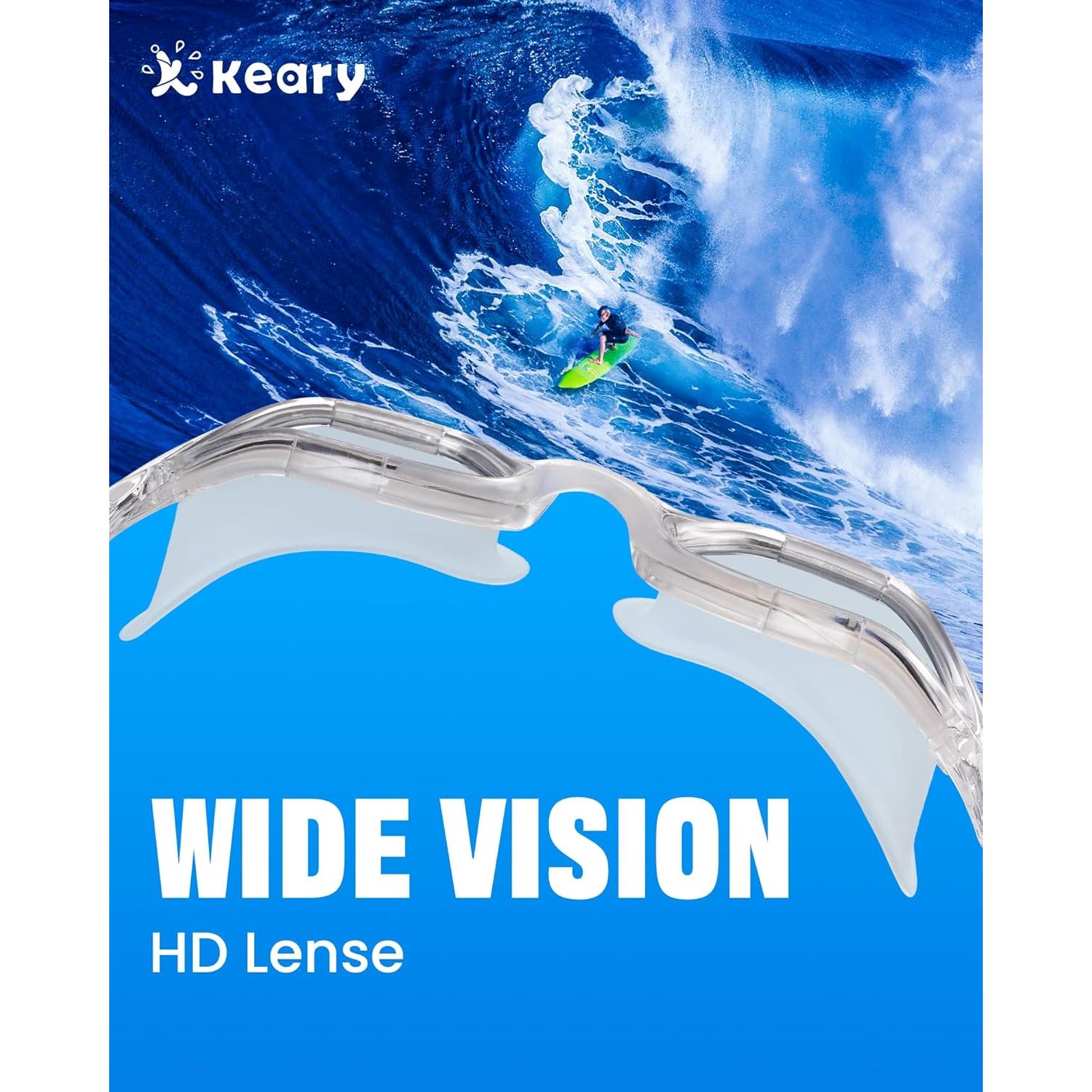 Gafas de natación Keary para adultos, protección UV y anti-vaho