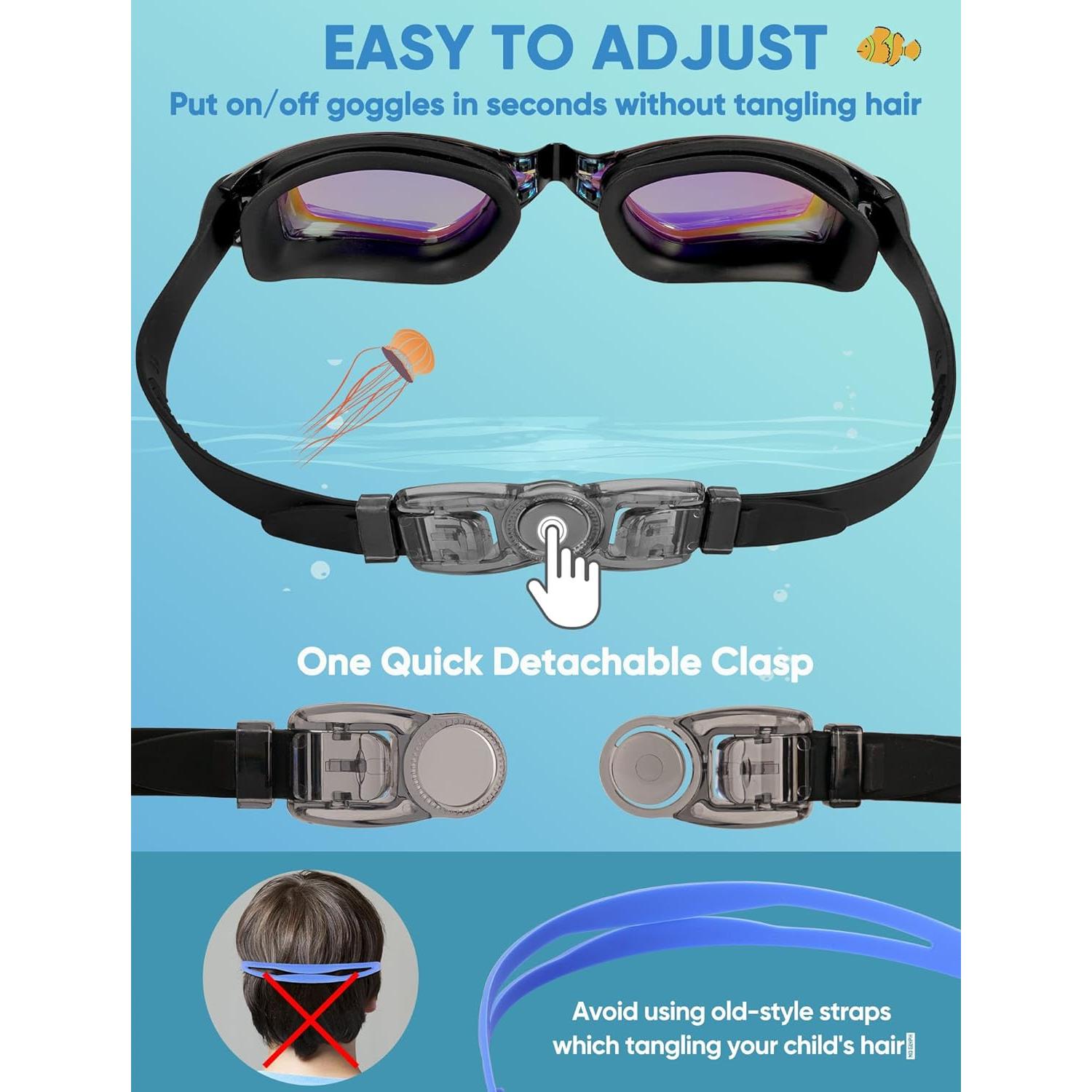 Paquete de 2 Gafas de Natación Careula para Niños 3-14 Años