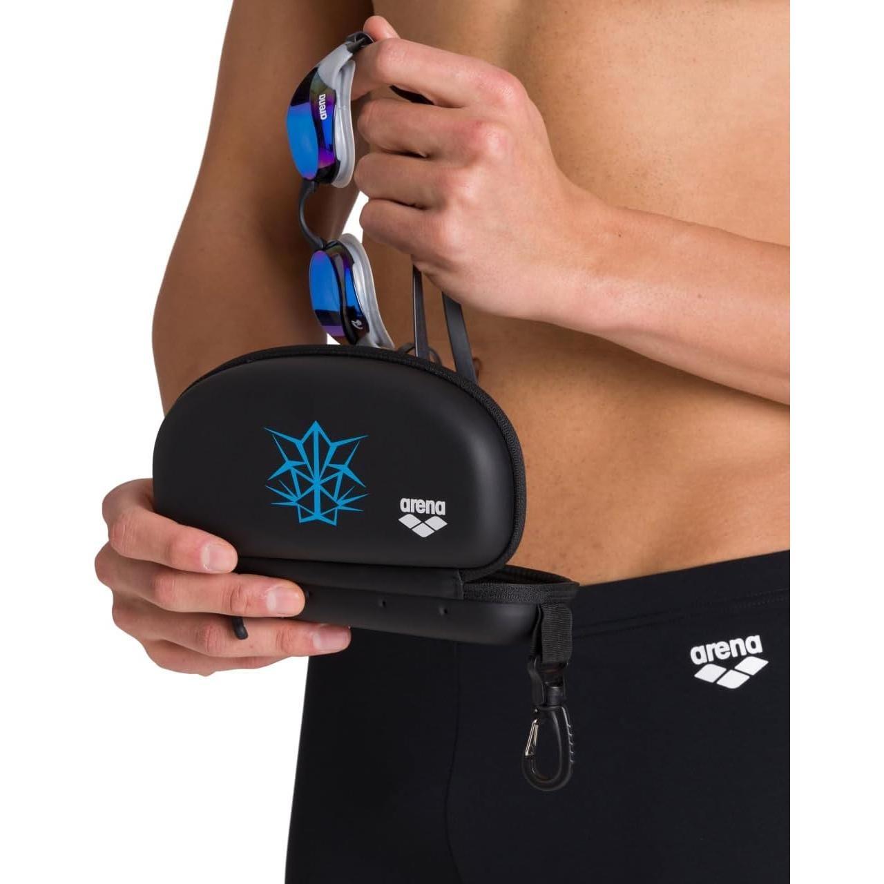 Funda Dura para Gafas de Natación Arena, Todo Negro, Unisex