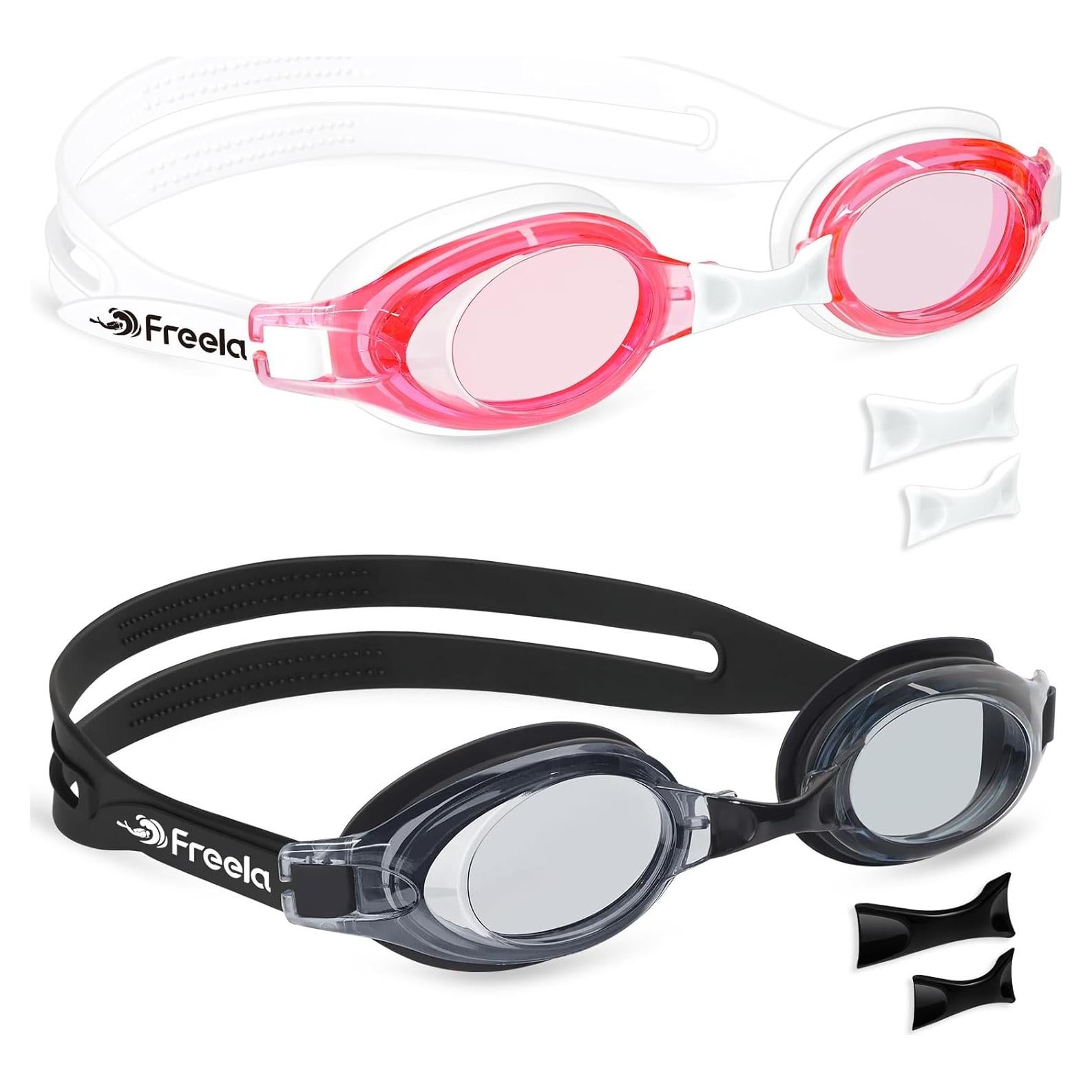 Gafas de Natación Freela Kids Rojo y Negro, Anti UV y Antiempañante